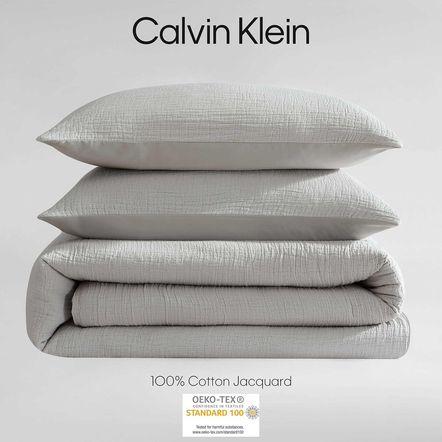 Calvin Klein Washed Texture Solid Cotton Duvet Cover Set