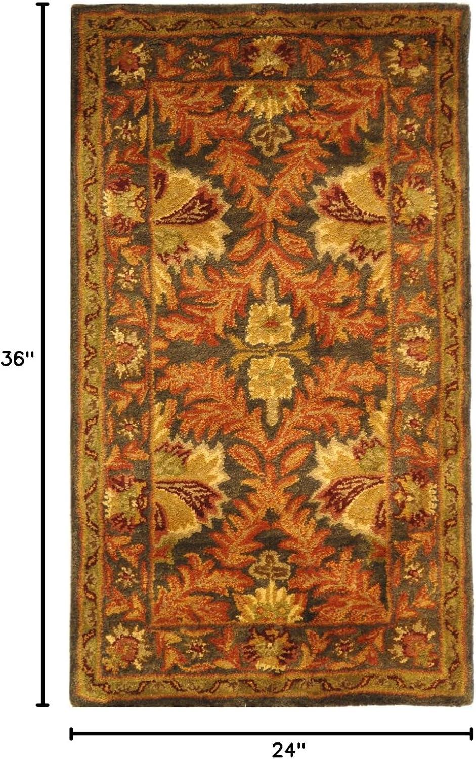 SAFAVIEH Antiquity Diarmait Traditional Floral Wool Area Rug, Sage/Gold, 2' x 3'