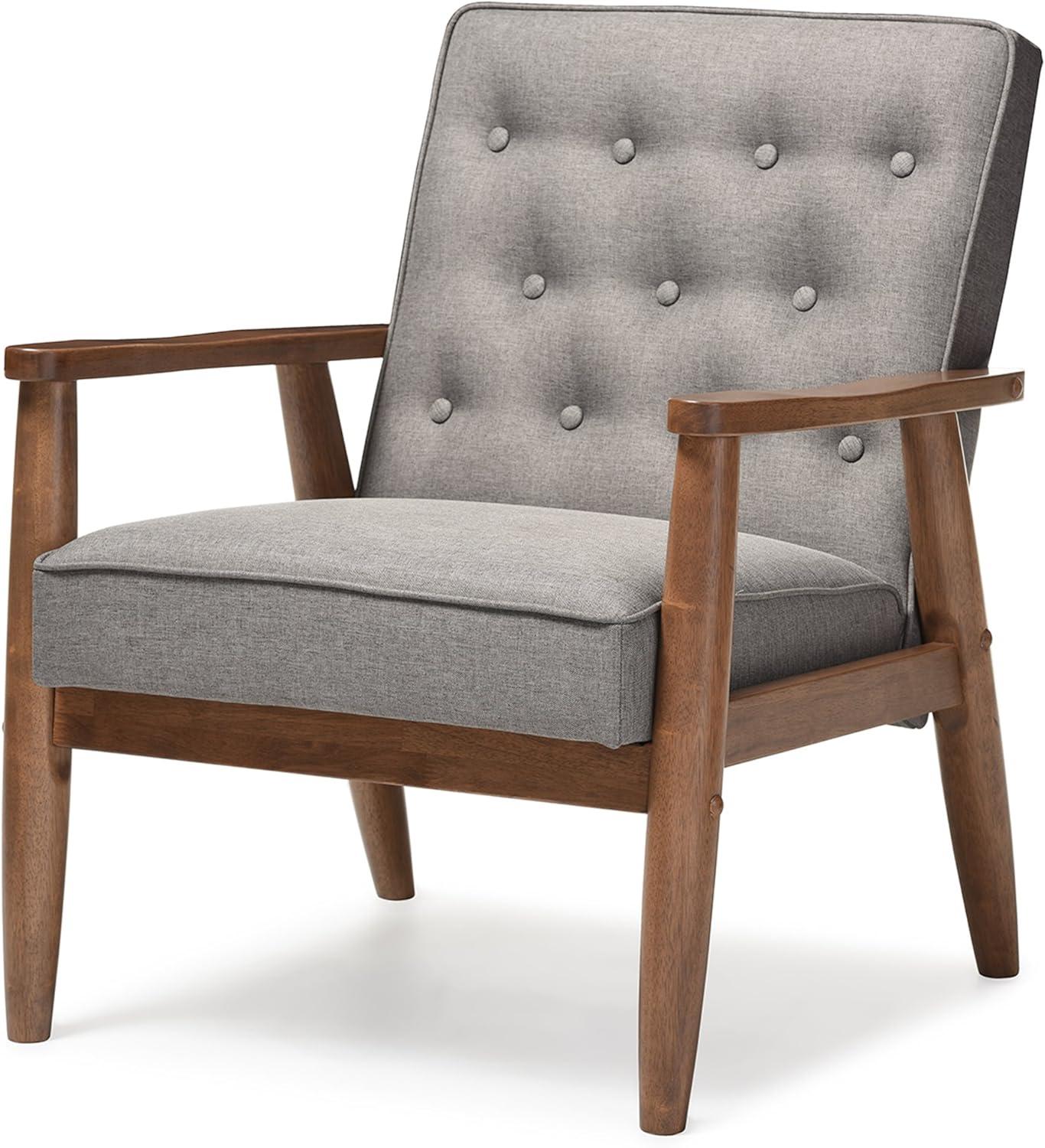 Sorrento Mid - Century Retro Modern Faux Leather Upholstered Wooden Lounge Chair - Baxton Studio