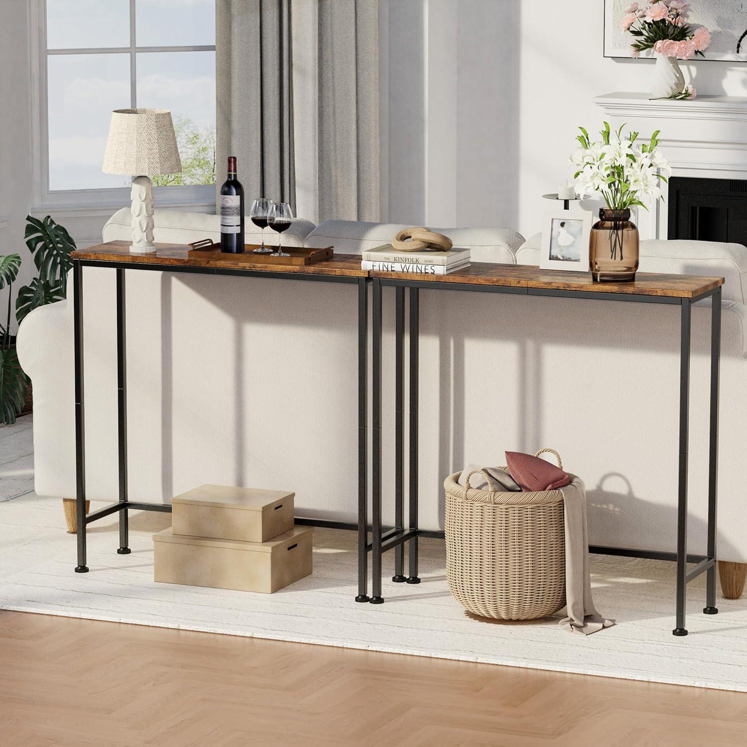 Narrow Console Table, 29.5" Small Entryway Table, Thin EntranceTable, Sofa Table, Behind Couch Table, DisplayTable, for Hallway, Bedroom, Living Room, Foyer, Corridor, Office, Rustic Brown