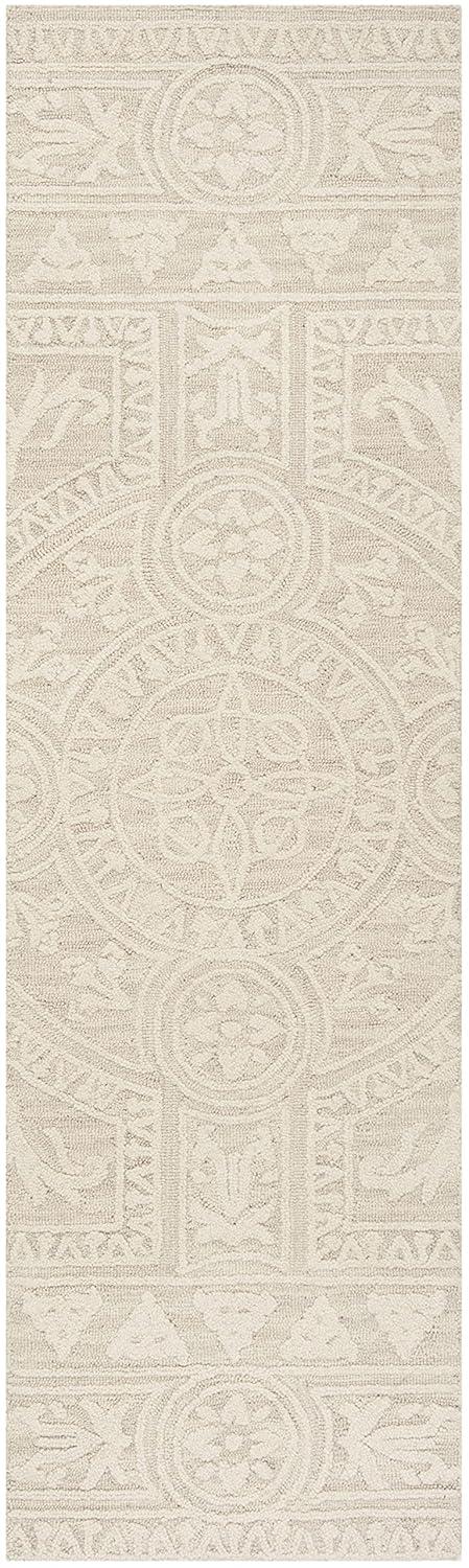 Blossom BLM109 Hand Tufted Indoor Runner Rug - Light Grey/Ivory - 2'3"x8' - Safavieh