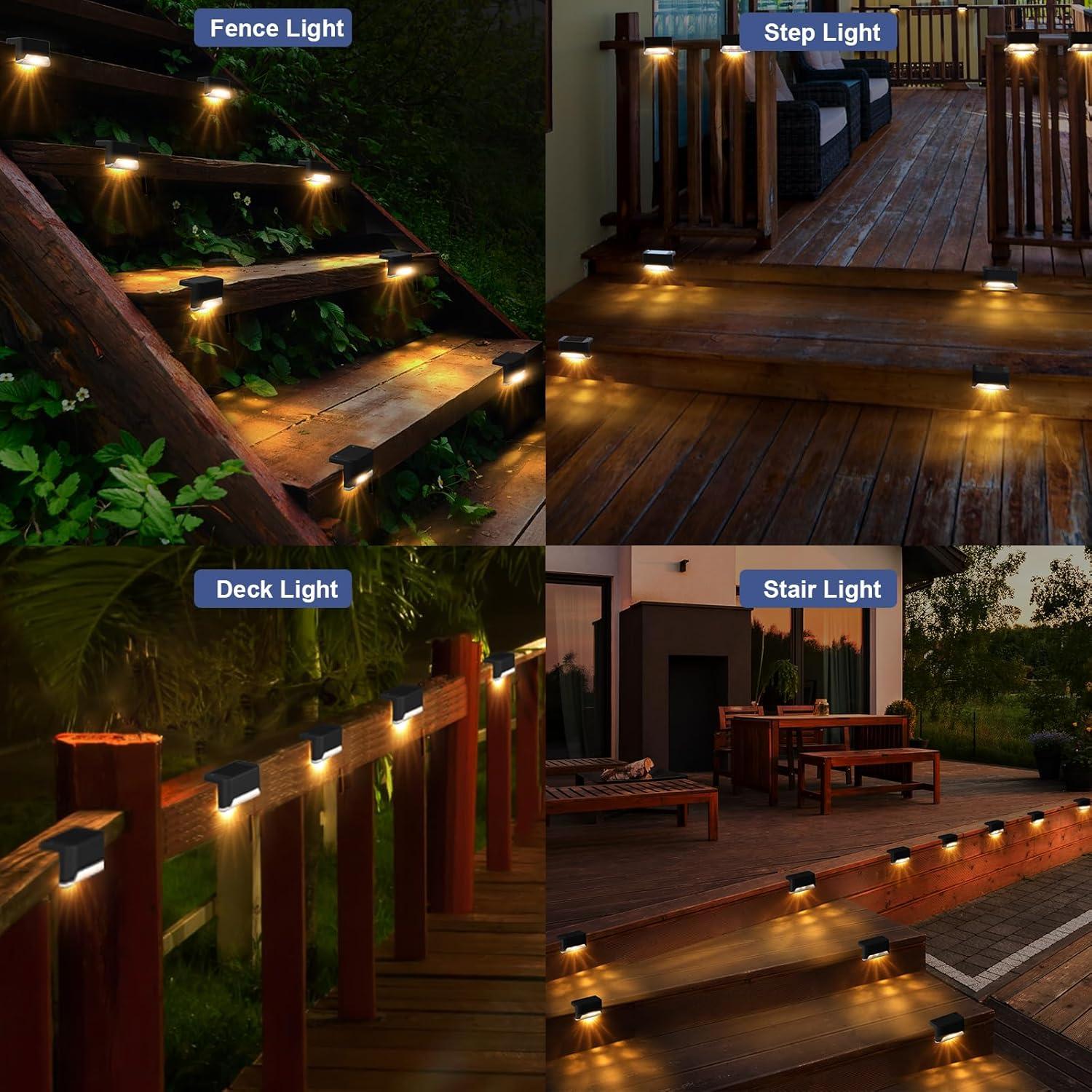 Black Solar Powered LED Deck and Fence Lights Multipack