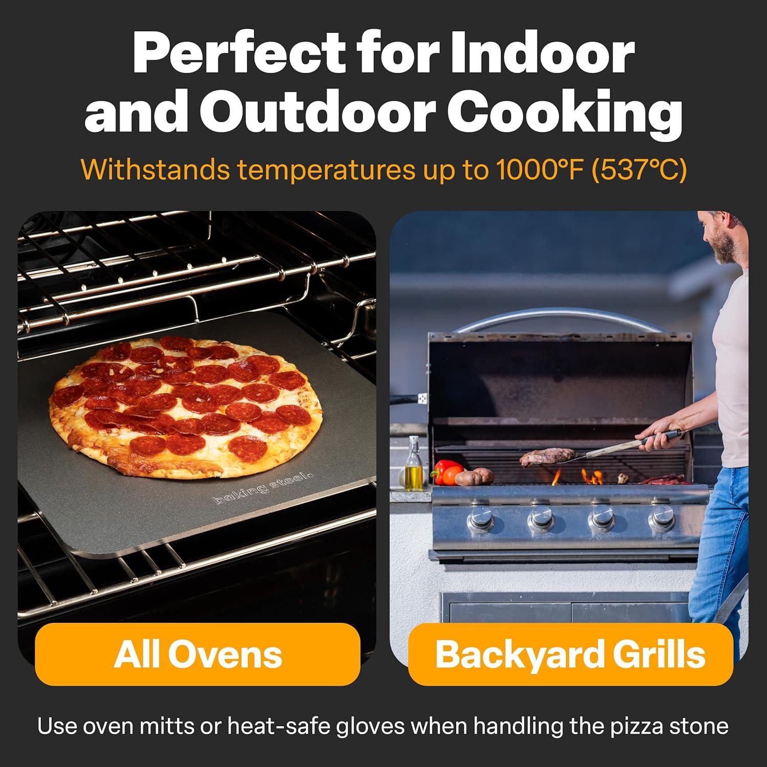 Ultra-Conductive Rectangular Steel Pizza Stone