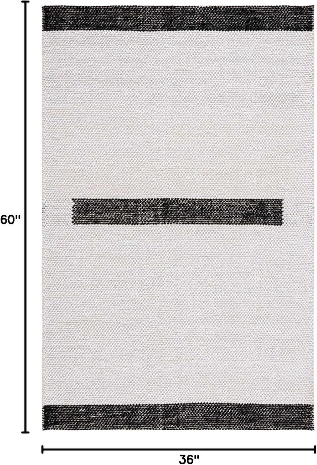 Natura NAT324 Flat Weave Indoor Accent Rug - Ivory/Black - 3'x5' - Safavieh
