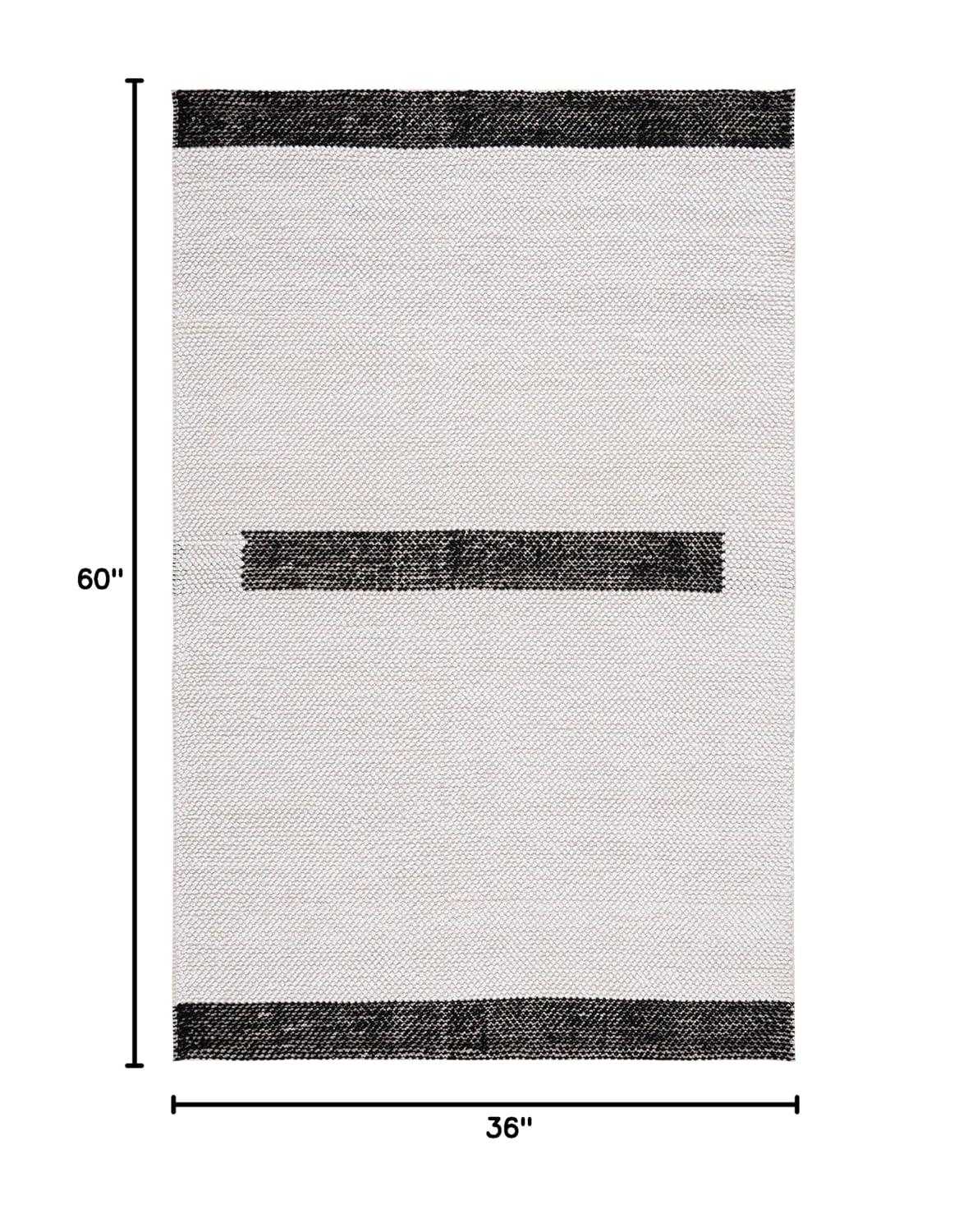 Natura NAT324 Flat Weave Indoor Accent Rug - Ivory/Black - 3'x5' - Safavieh