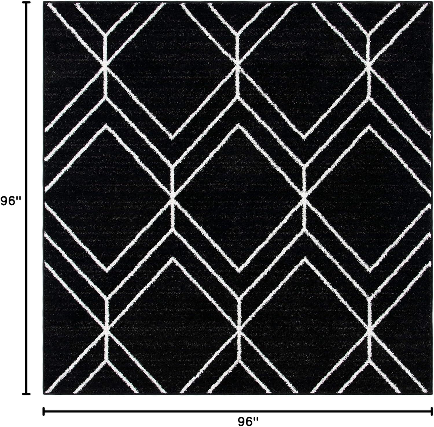 Adirondack ADR241 Machine Made Indoor Area Rug - Black/Ivory - 8'x8' - Safavieh