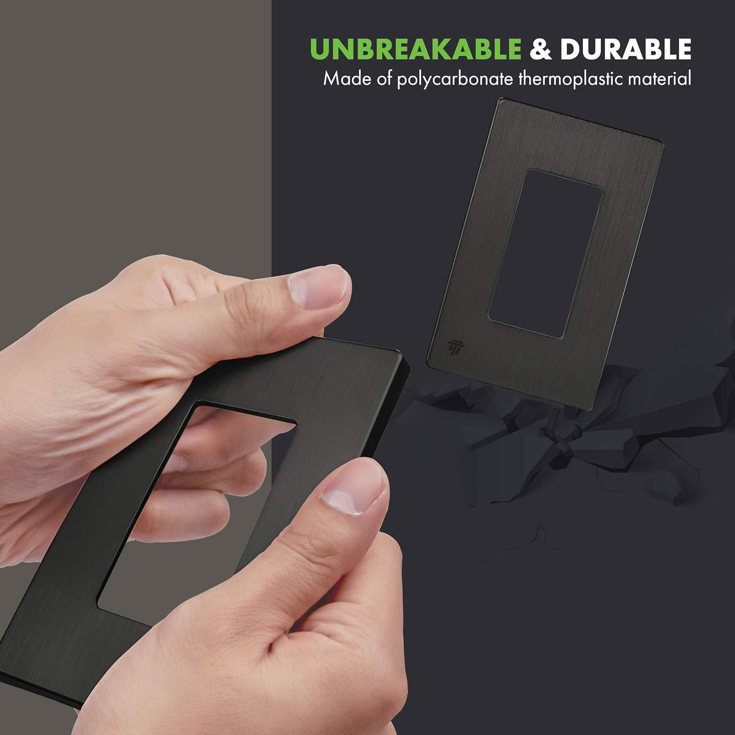 ENERLITES Elite Series Screwless Decorator Wall Plate, Child Safe Outlet Cover, Size 1-Gang Unbreakable Polycarbonate Thermoplastic, SI8831-BDB Brushed Dark Bronze