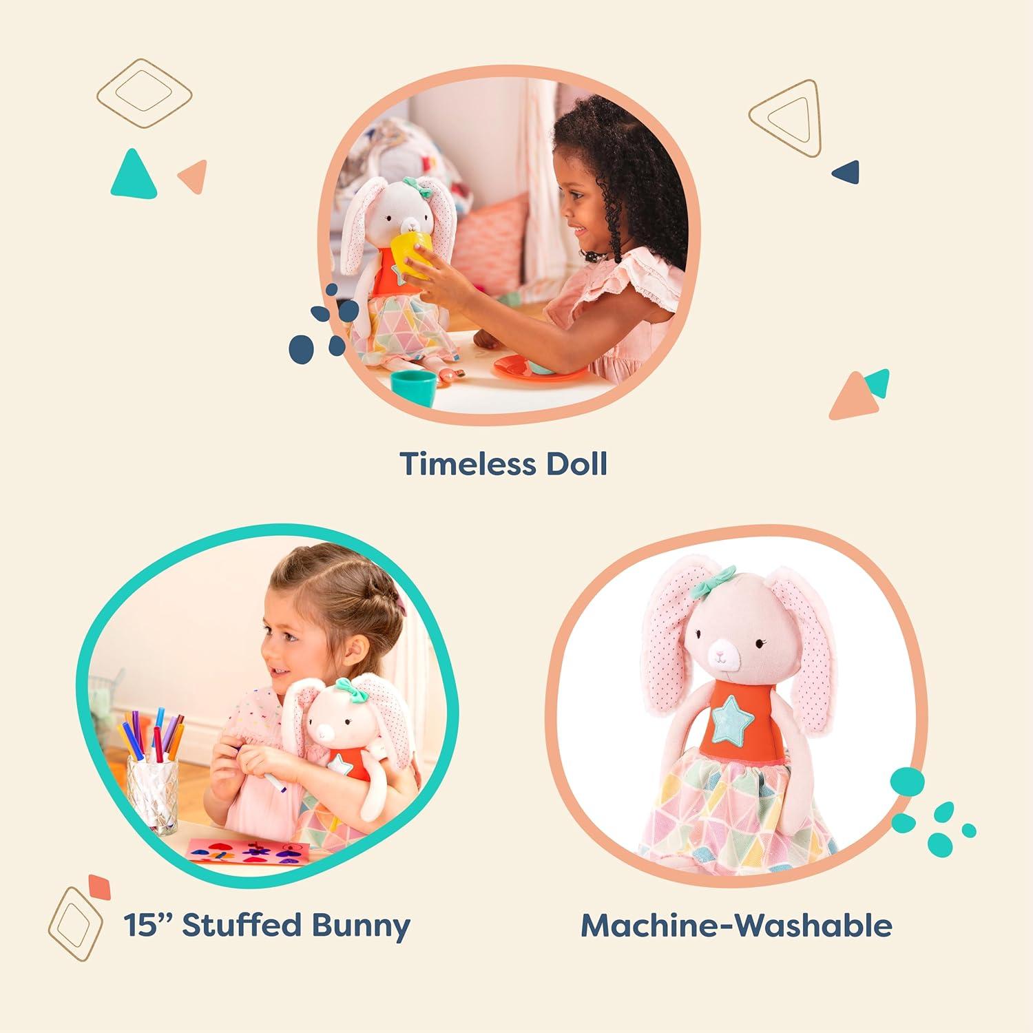 B. toys- B. softies- 15" Plush Bunny- Soft Stuffed Animal for Baby, Toddler, – Orange & Pastel Outfit- Washable Rabbit- Tippy Toes- Becky Bunny- 0 Months +