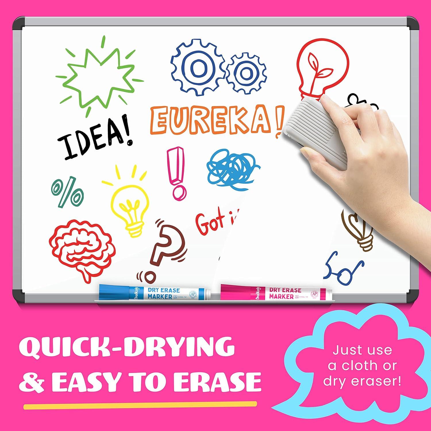 Chalkola Bulk Dry Erase Markers for Classroom (120 Pack, 12 Vibrant Colors) | Erasable, Low Odor, Chisel Tip WhiteBoard Markers, Dry Erase Pens for Kids, Teachers - Office, Home, School Supplies