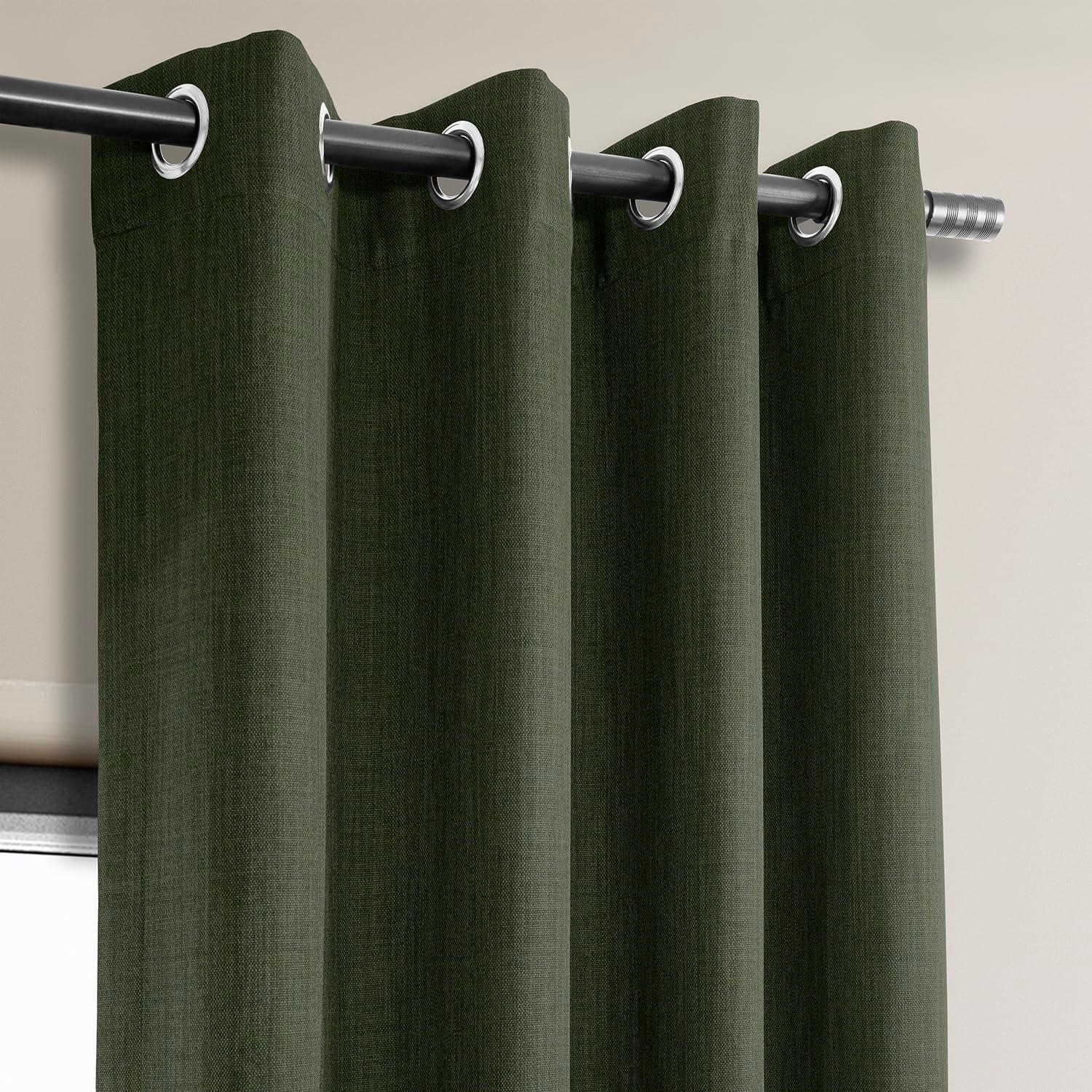 HPD Half Price Drapes Grommet Linen Curtains 84 Inches Long Room Darkening Curtains for Bedroom & Living Room (1 Panel), 50W x 84L, Tuscany Green