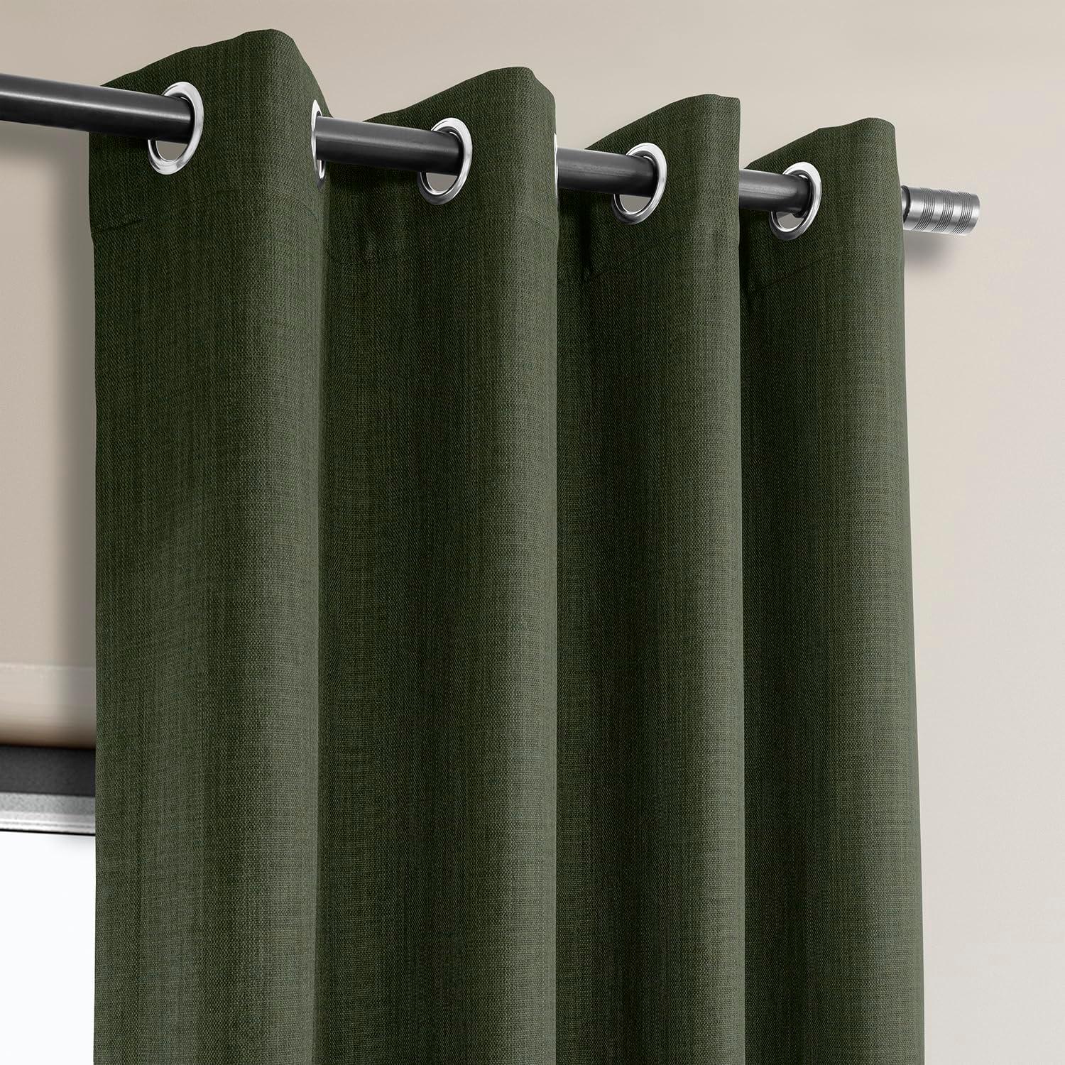 HPD Half Price Drapes Grommet Linen Curtains 84 Inches Long Room Darkening Curtains for Bedroom & Living Room (1 Panel), 50W x 84L, Tuscany Green