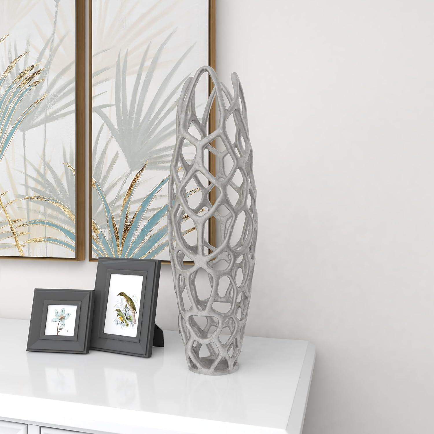 DecMode 26" Coral Silver Aluminum Vase