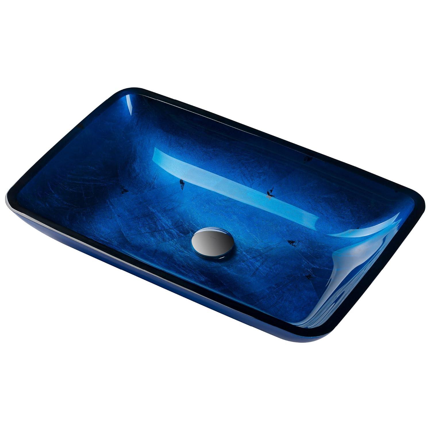 Galaxy Glass Rectangular Vessel Bathroom Sink