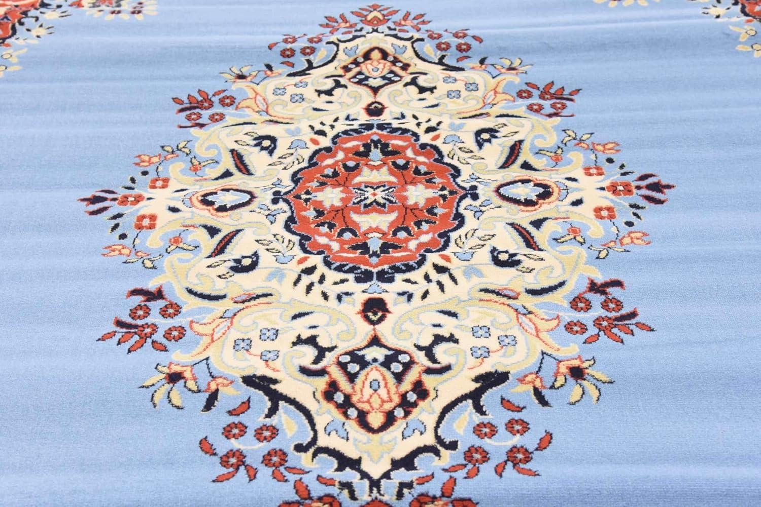 Elegant Medallion 9' x 12' Synthetic Area Rug in Red, Black, and Cream