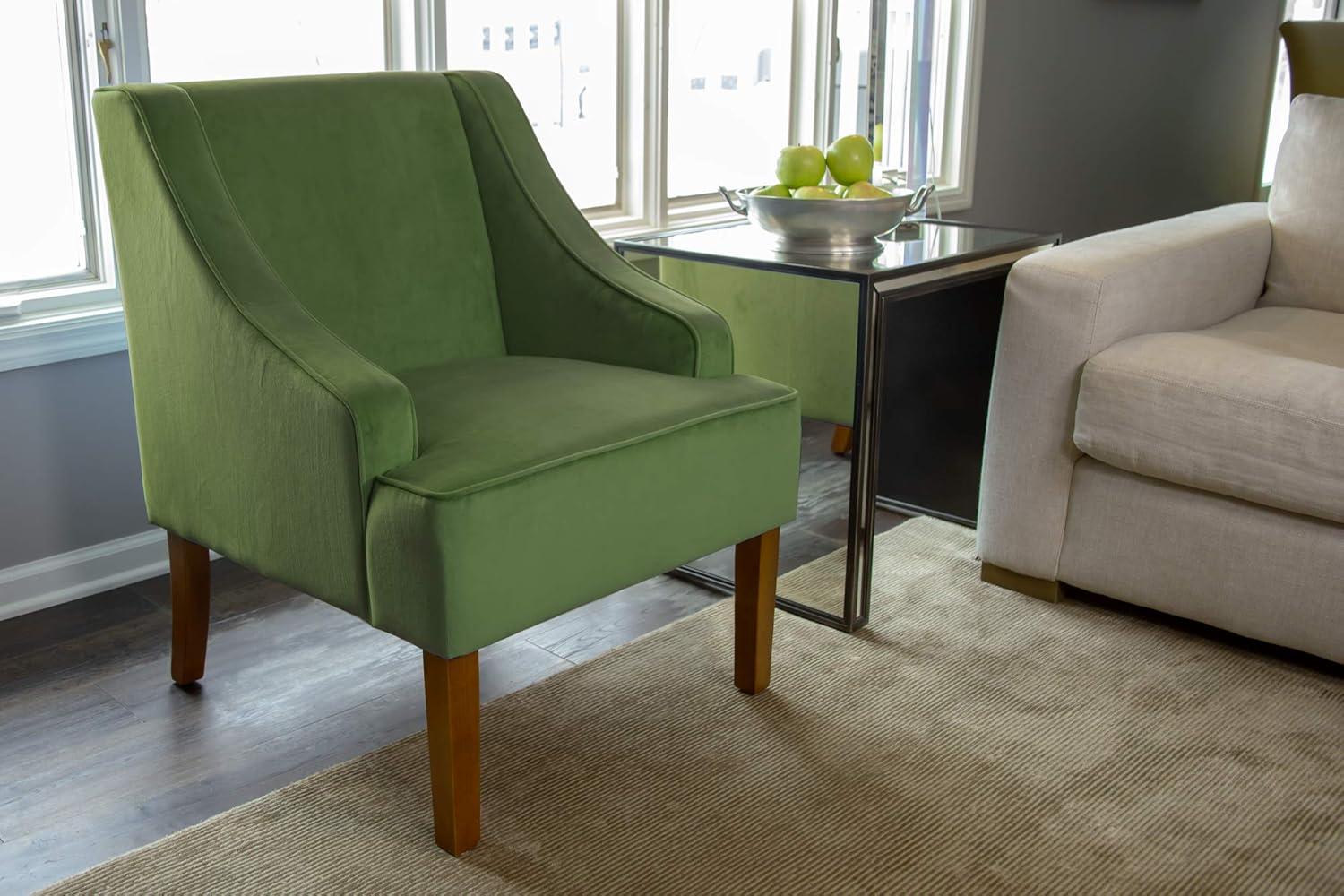 Velvet Swoop Armchair Forest Green - HomePop: Elegant Side Arms, Wood Legs, 250lb Capacity