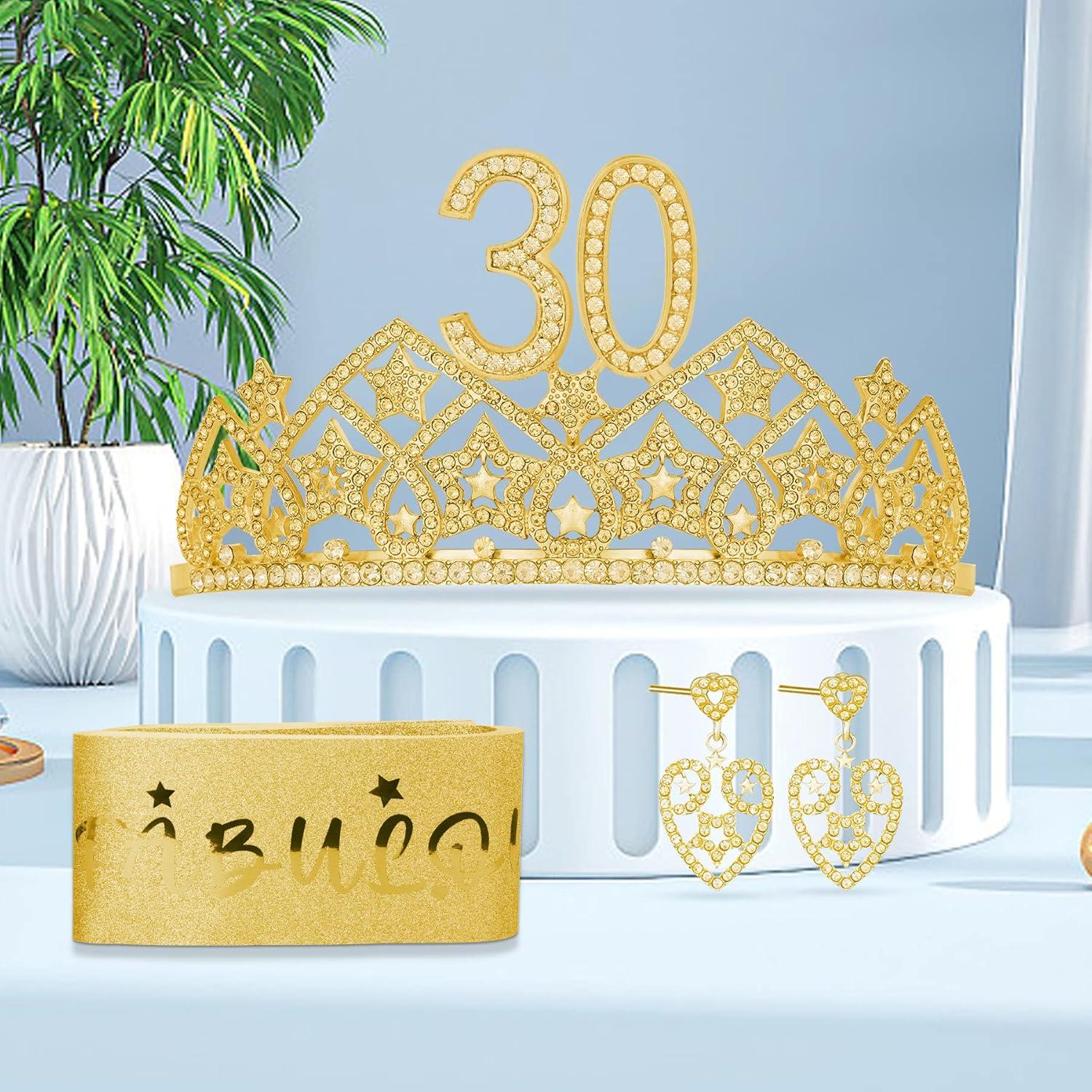 30th Birthday Decorations: Sash, Crown, Tiara for Women - Fabulous 30th Birthday Gifts