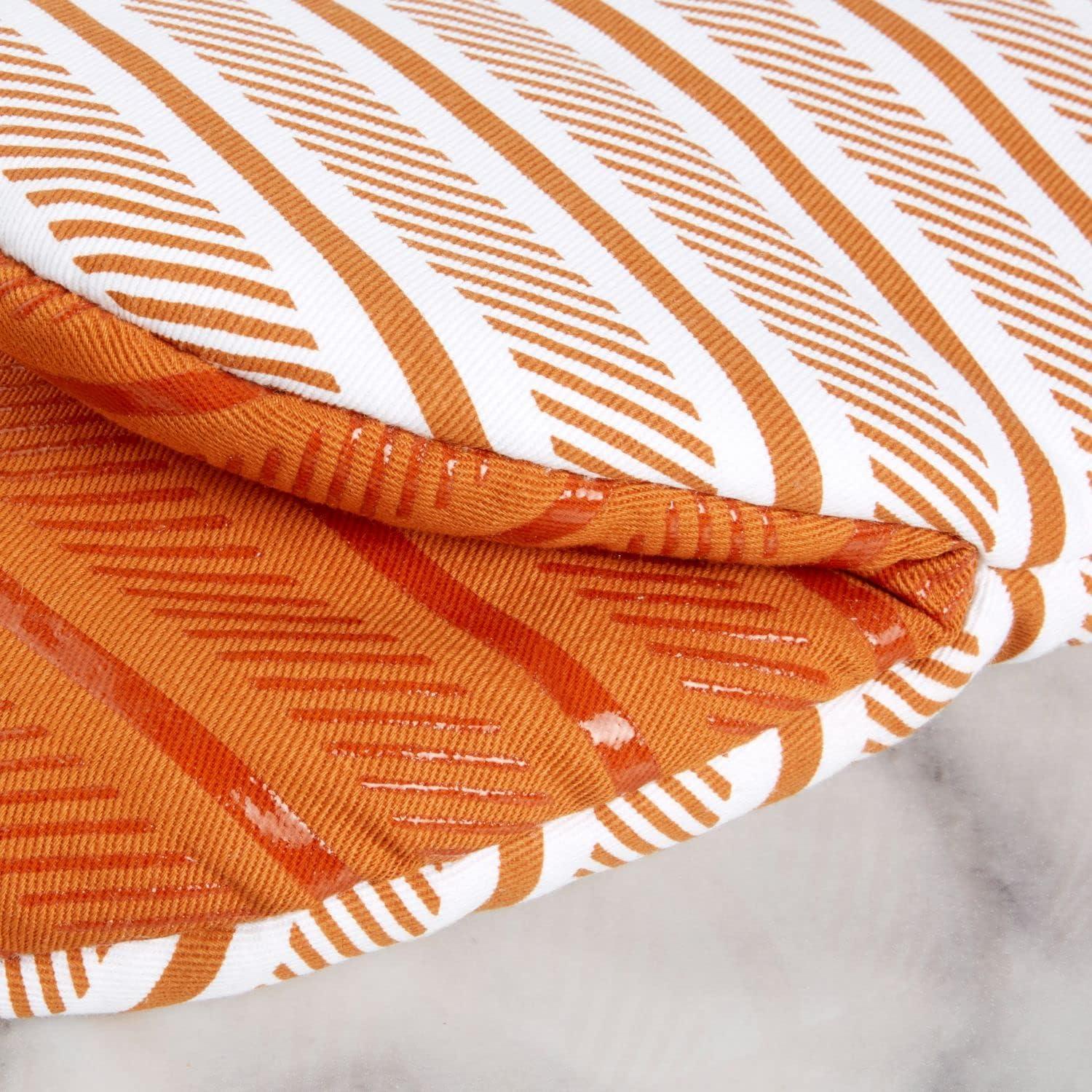 Honey and White Striped Silicone Oven Mitt Set