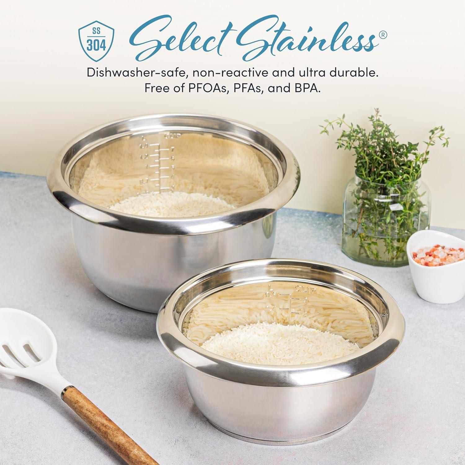 Aroma AROMA® Select Stainless® Pot Style Rice Cooker, 3-Cup (Uncooked) / 6-Cup (Cooked), Stainless Steel Inner Pot