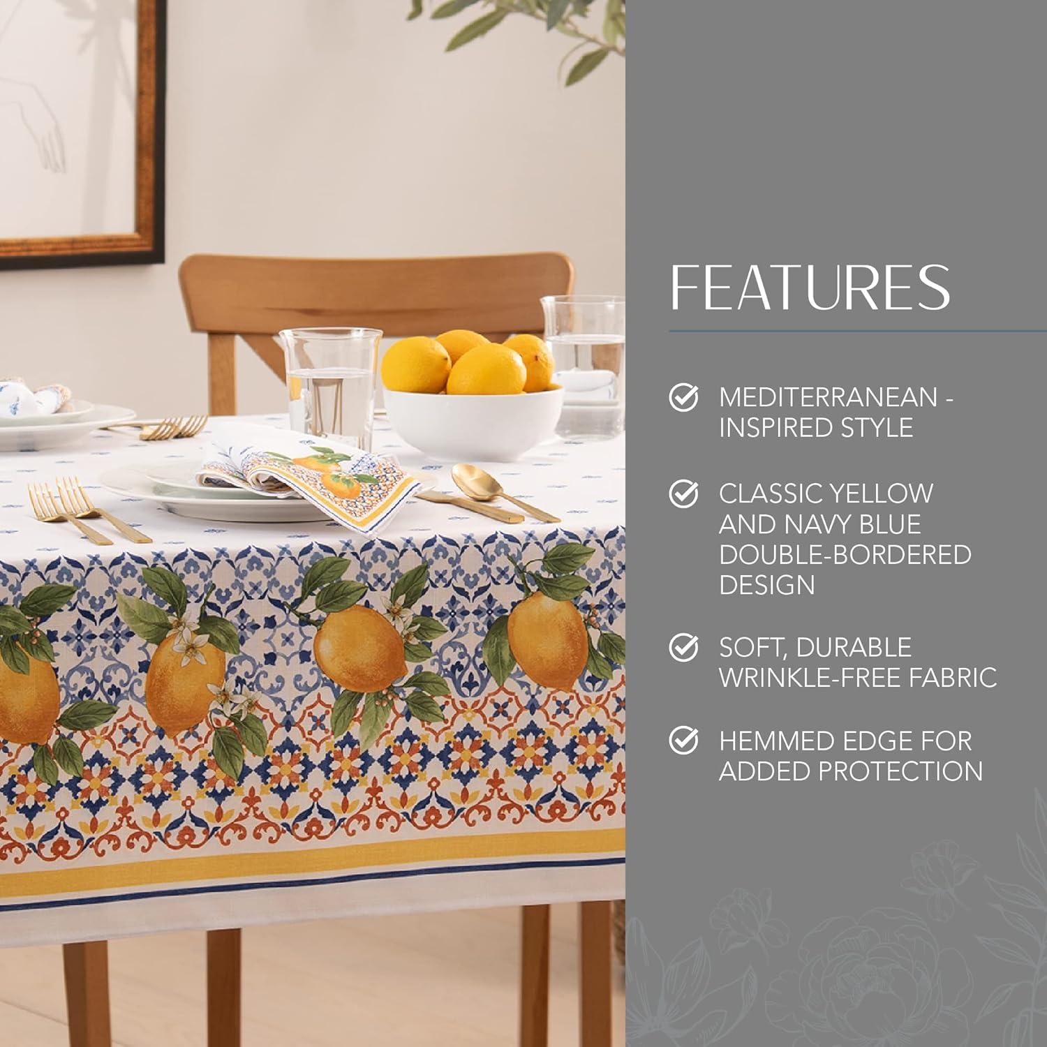 Lark Manor™ Ariatna Capri Lemon Double Border Tablecloth