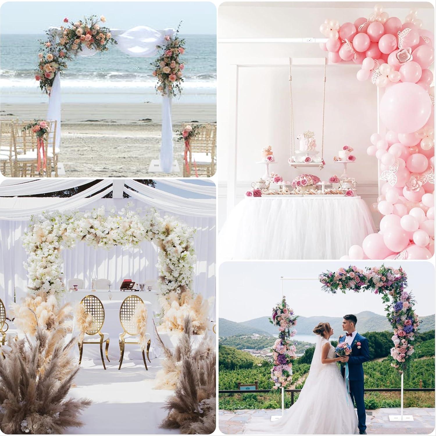 EMART Backdrop Stand, 6.5x10 ft Adjustable Photo Background Pipe and Drape Photography Kit with Heavy Duty Metal Flat Base for Parties, Wedding, Video Studio, Birthday - White