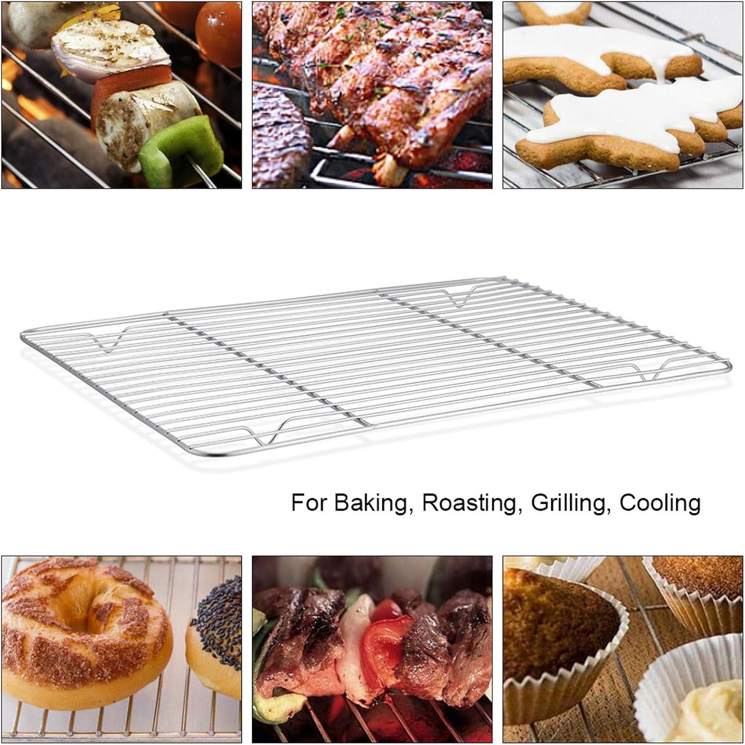 Cooling Rack Pack of 2, Stainless Steel Small Cooking Rack for Cooling Baking Roasting Grilling Drying, Rectangle 11.8'' x 9'' x 0.6'', Fits Small Toaster Oven, Oven & Dishwasher Safe