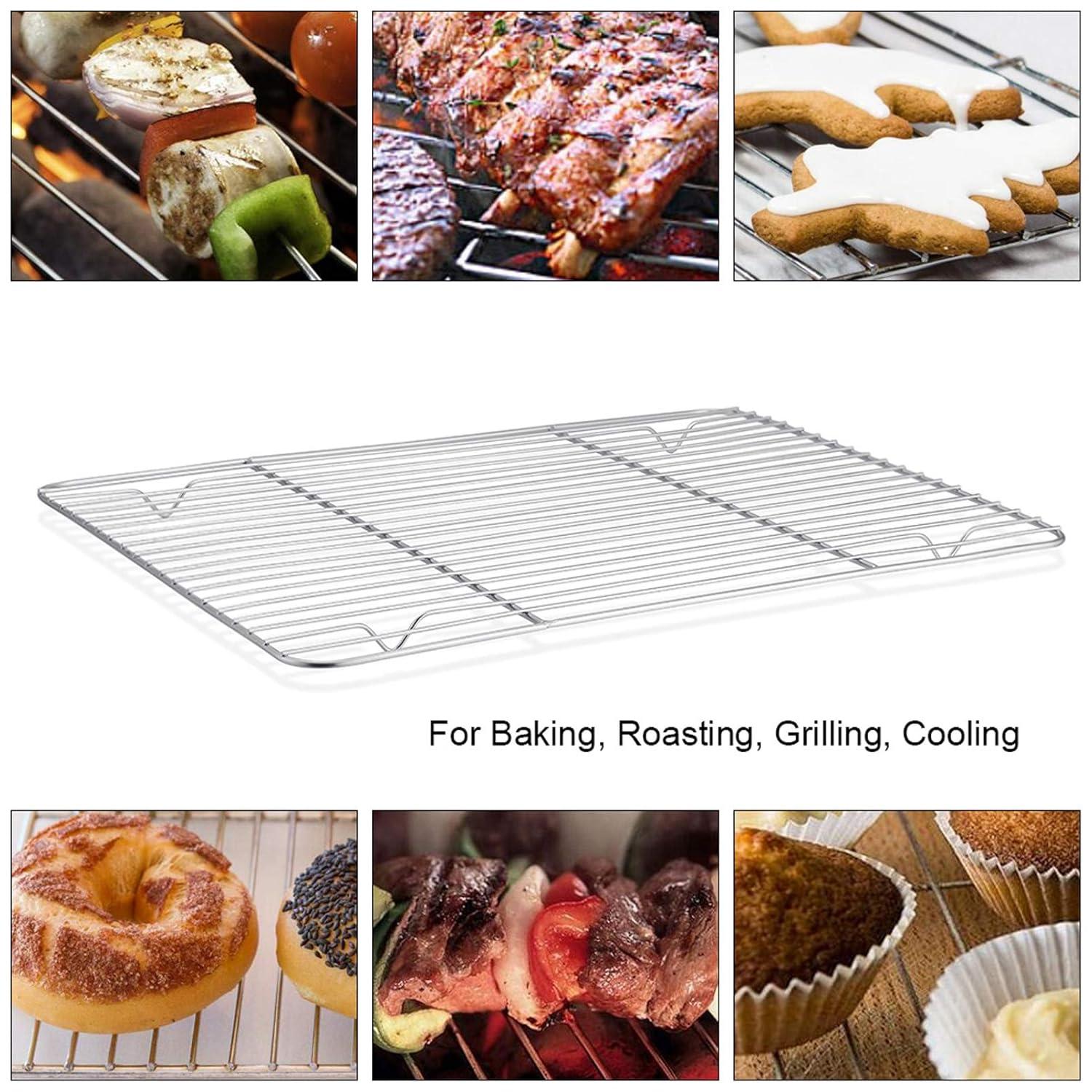 P&P CHEF Baking Sheet and Rack Set, 6 PACK (3 Sheets 3 Racks), Stainless Steel Baking Cookie Sheets Pans with Cooling Rack for Baking and Roasting, Oven & Dishwasher Safe 16"+12.5"+9" (3 Pans+3 Racks)