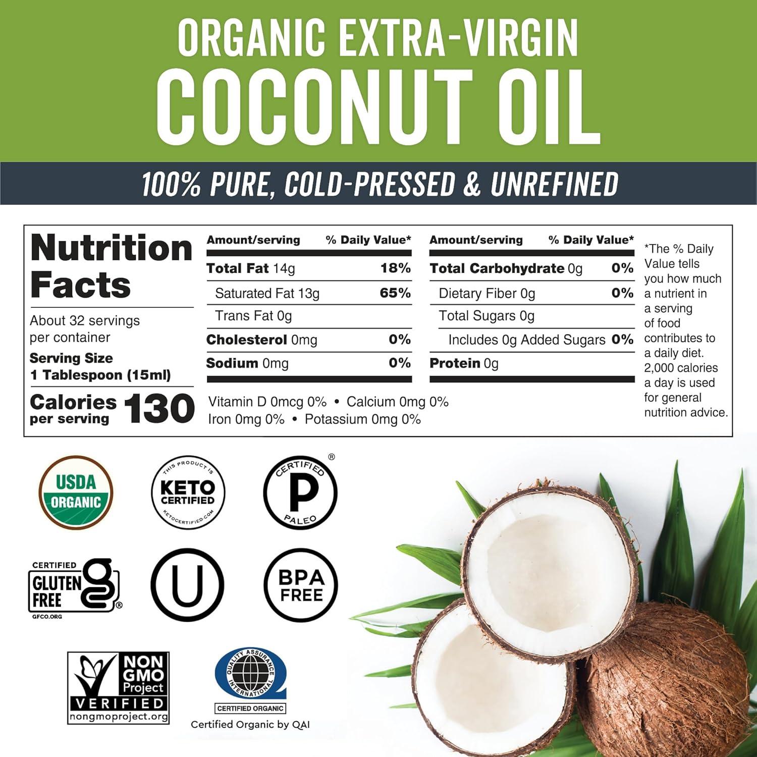 Viva Naturals Organic Extra-Virgin Coconut Oil, 16 fl oz