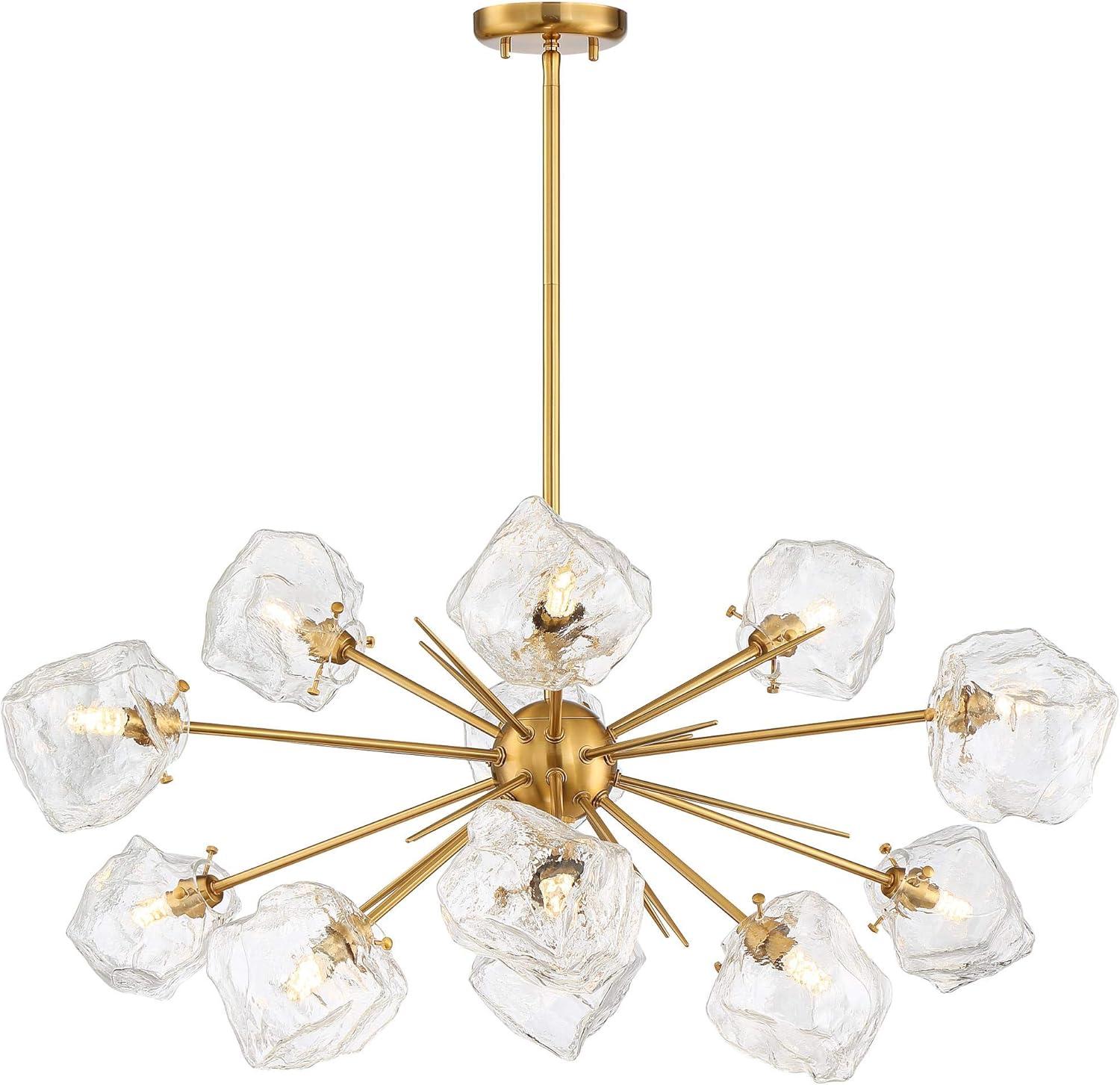 Stiffel Golden Bronze Large Sputnik Pendant Chandelier 36 1/2" Wide Modern LED Ice Glass 12-Light Fixture House Foyer