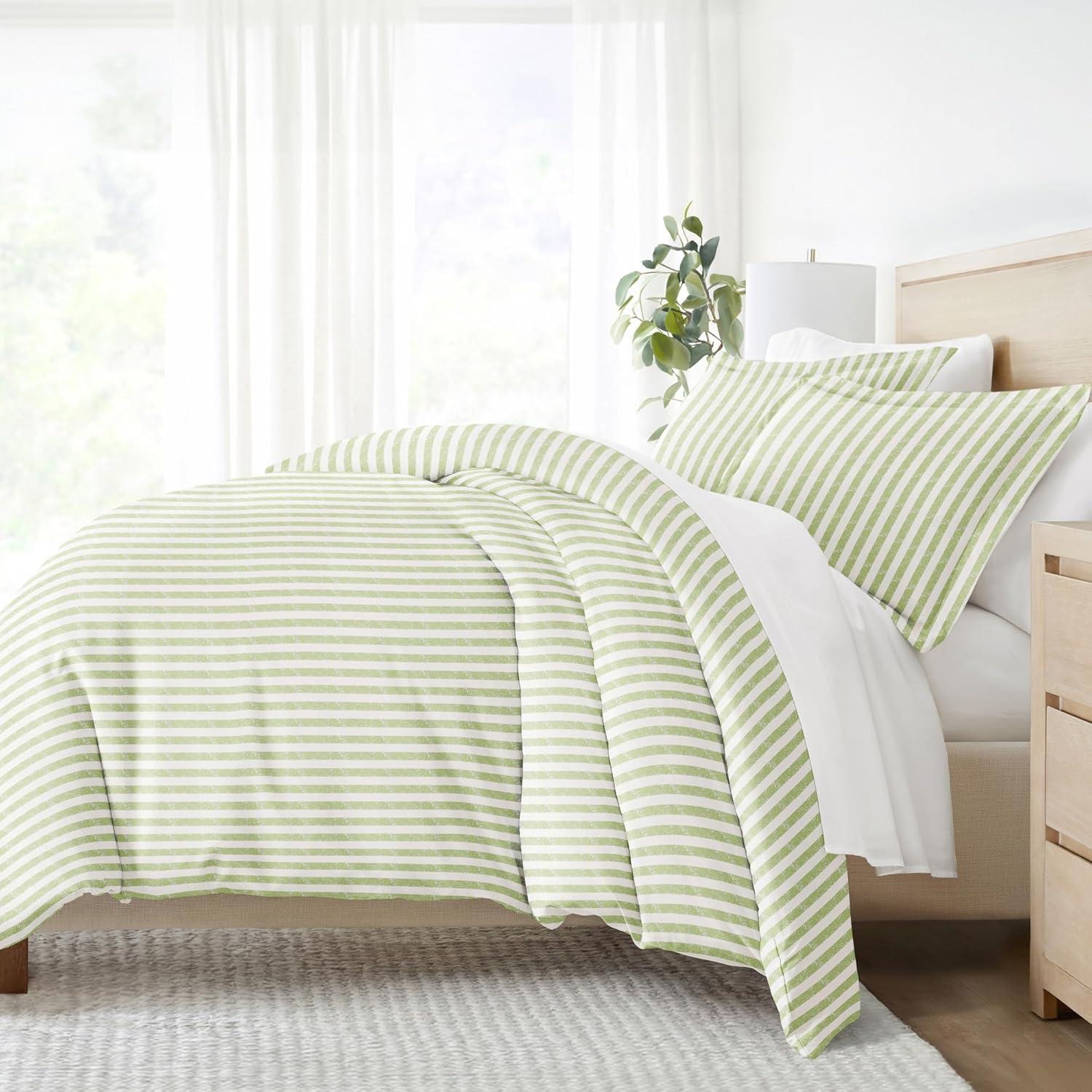 Rugged Stripes Patterned Performance Sage King 3-Piece Duvet Cover Set