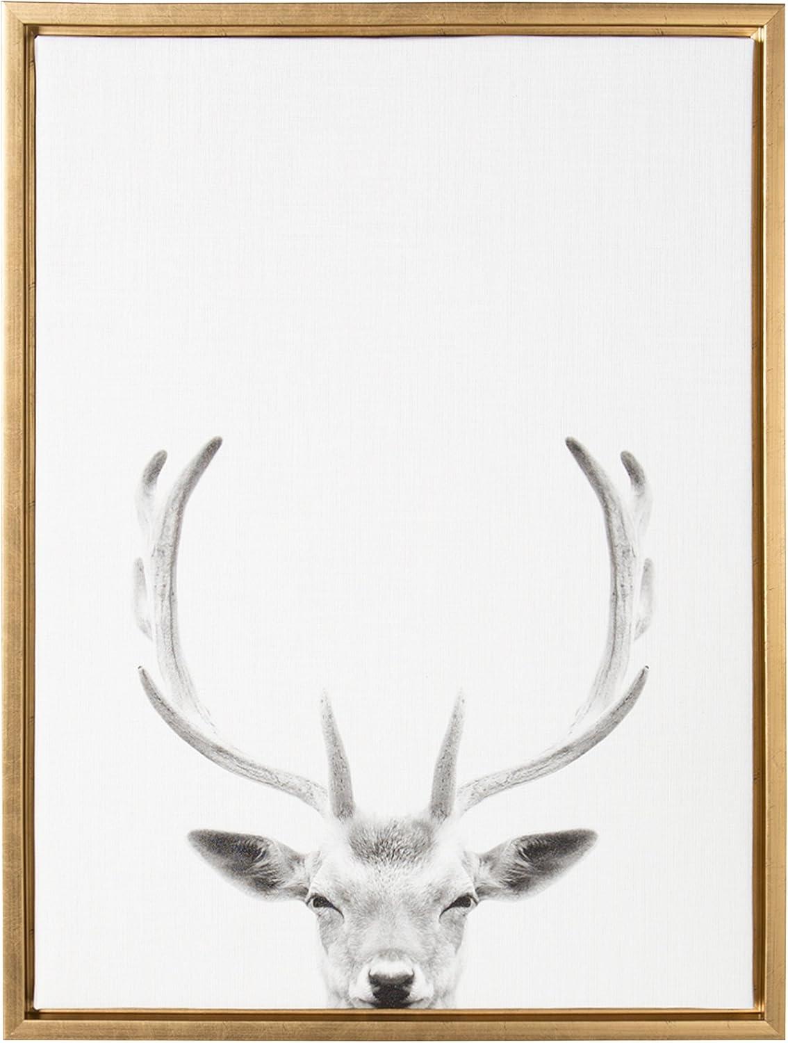 Kate & Laurel All Things Decor Sylvie Deer Framed Canvas Wall Art by Simon Te of Tai Prints