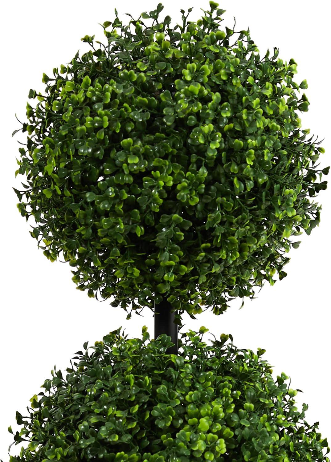 3' Indoor/Outdoor Boxwood Triple Ball Topiary Artificial Tree - Nearly Natural: Faux Foliage, No Assembly Required