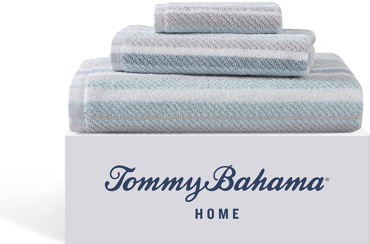 Ocean Bay Stripe Blue Cotton 3-Piece Towel Set