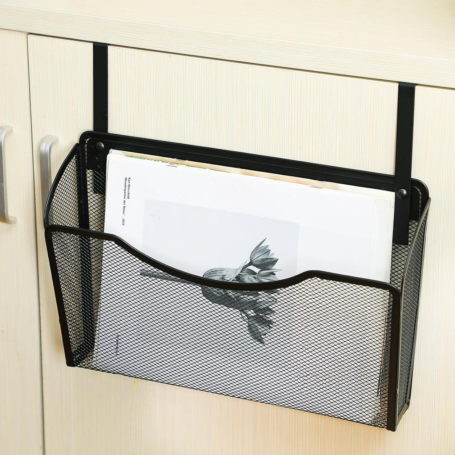 Mesh 3 Pack Wall Mounted File Holder Metal Hanging Vertical Wall File Pocket Organizer for Office and Home, Black