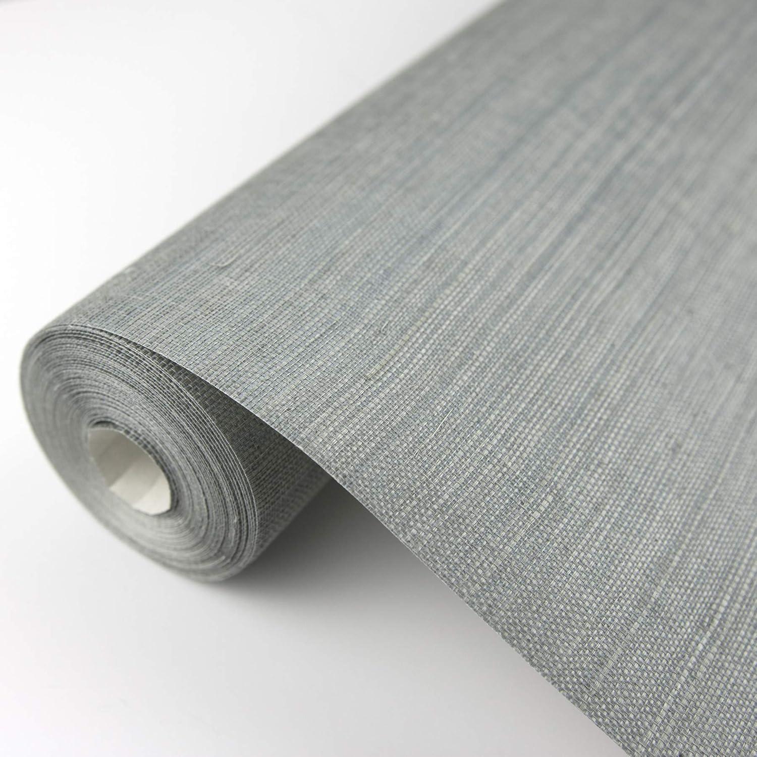 Aquamarine Non-Pasted Grasscloth Wallpaper Roll