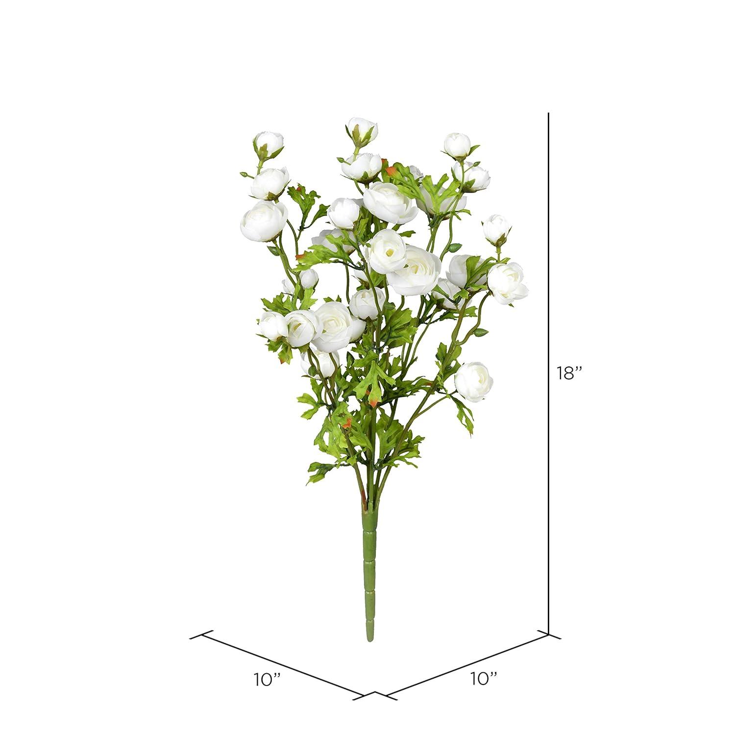 Vickerman 18" Artificial White Ranunculus Bush.