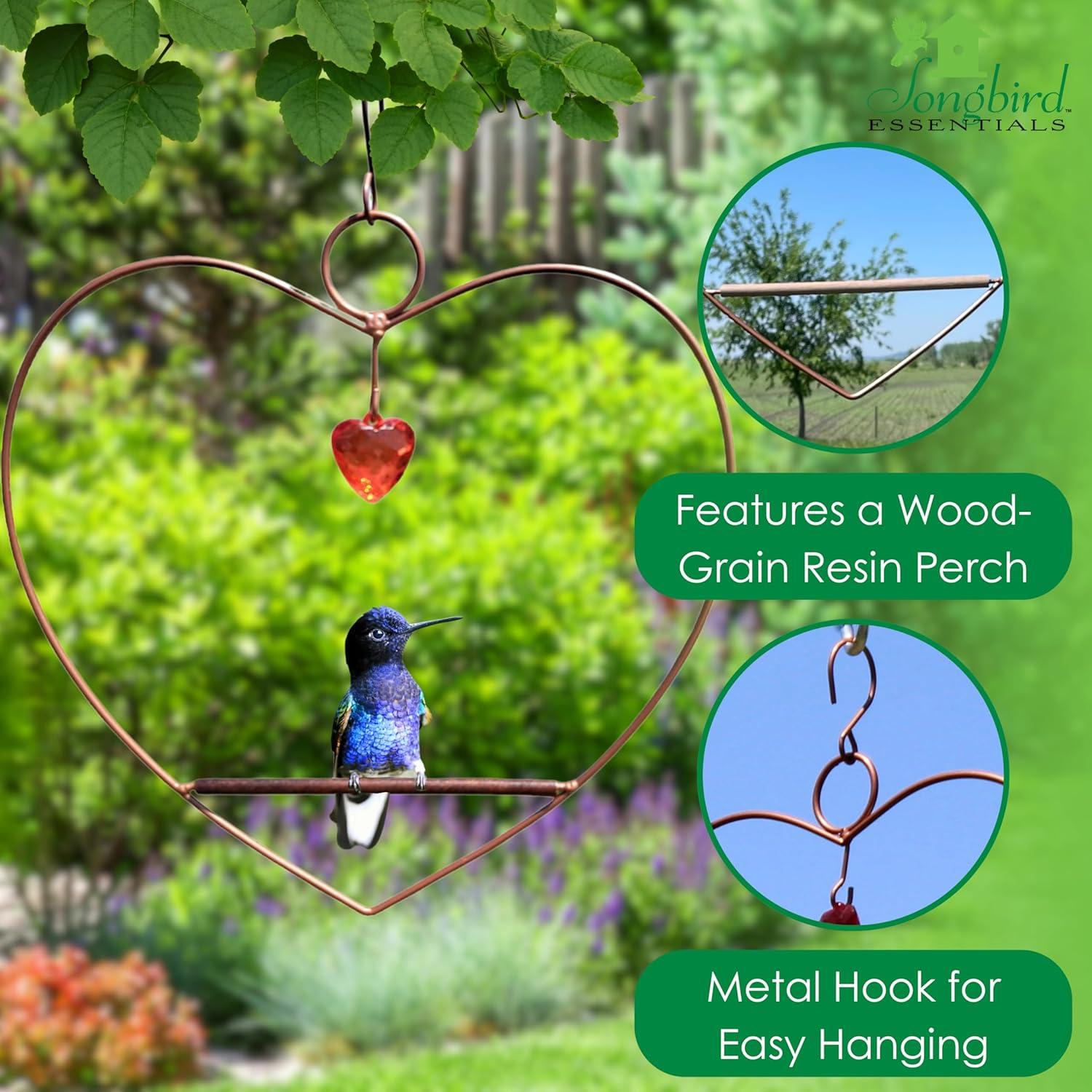 Songbird Essentials Hummingbird Swing for Hummingbird Feeder Copper Heart Metal