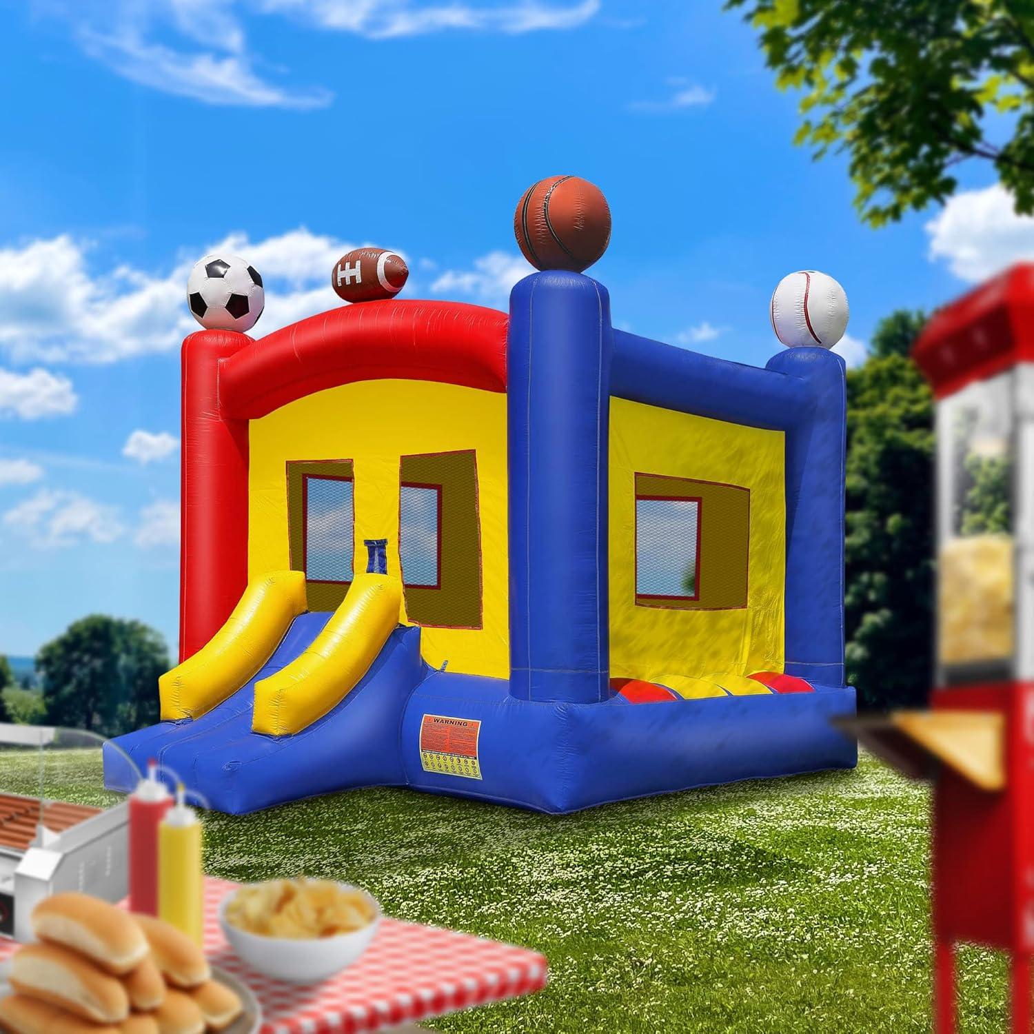 Cloud 9 17' x 13' Multicolor PVC Sports Bounce House with Slide