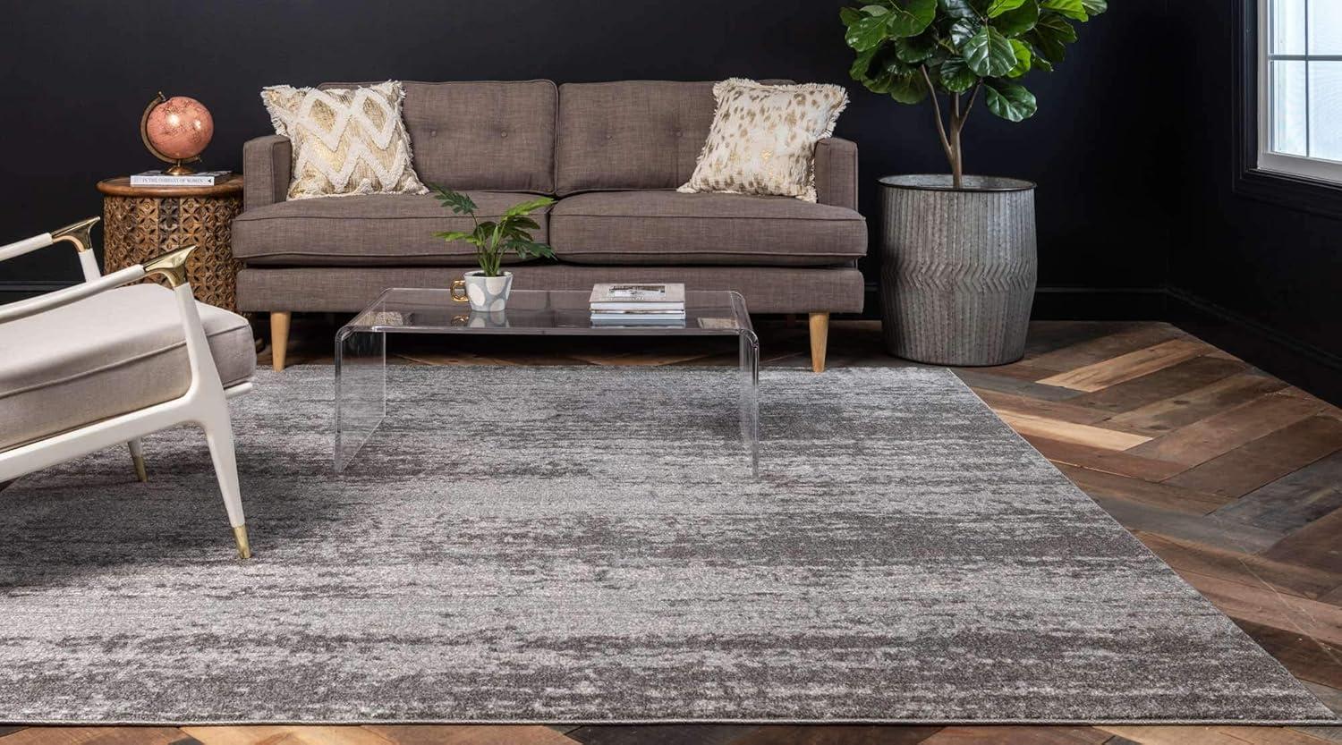 Unique Loom Del Mar Collection Area Rug - Lucille (7' 10" Square, Gray/ Ivory)