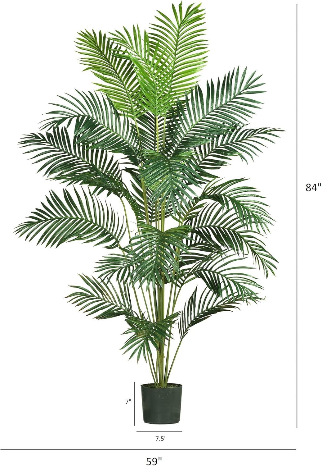 Nearly Natural 7' Paradise Palm: Indoor Faux Polyester Palm with Plastic Pot, No Assembly Required