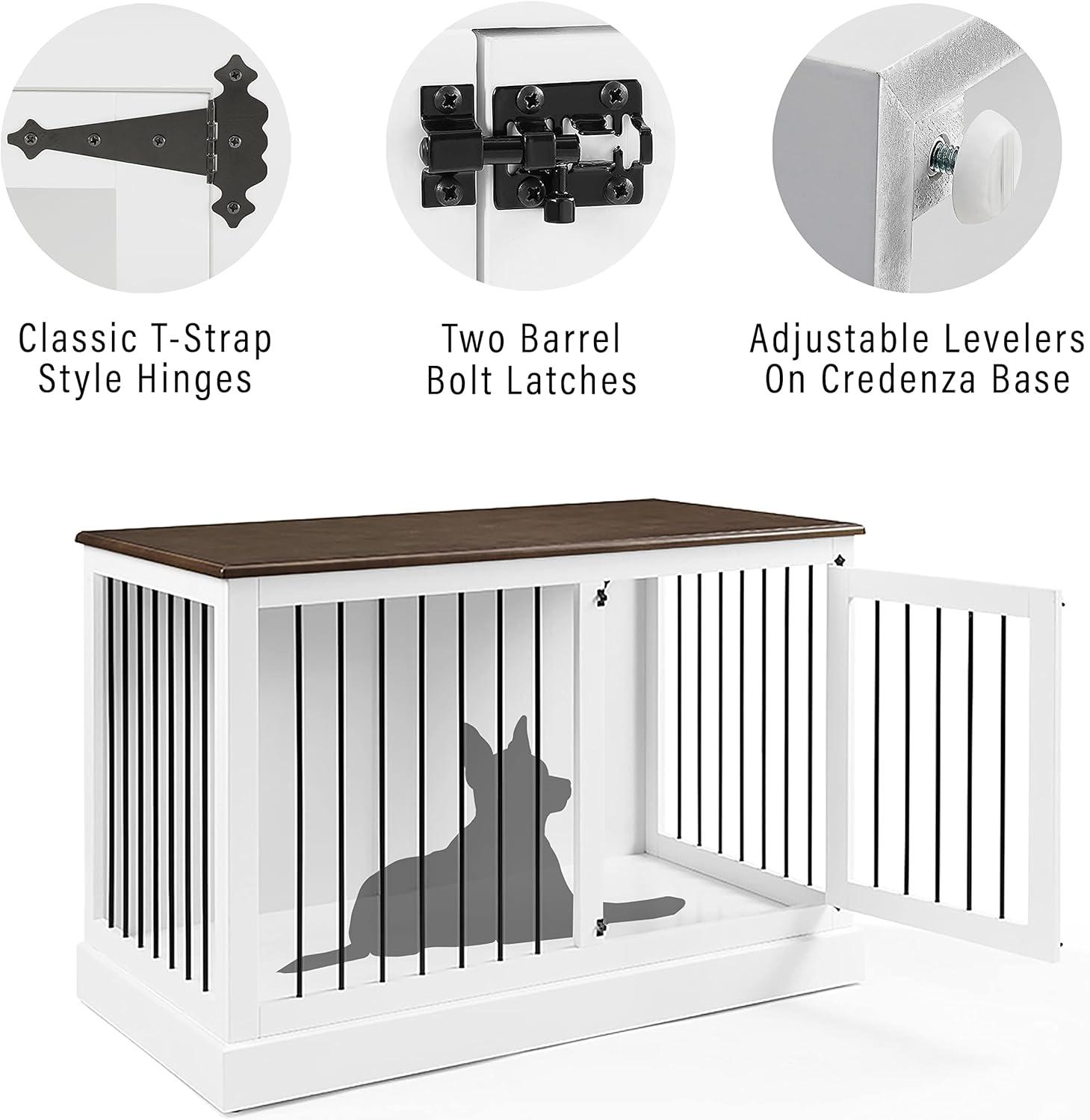 Winslow Small Credenza Dog Crate White/Dark Brown