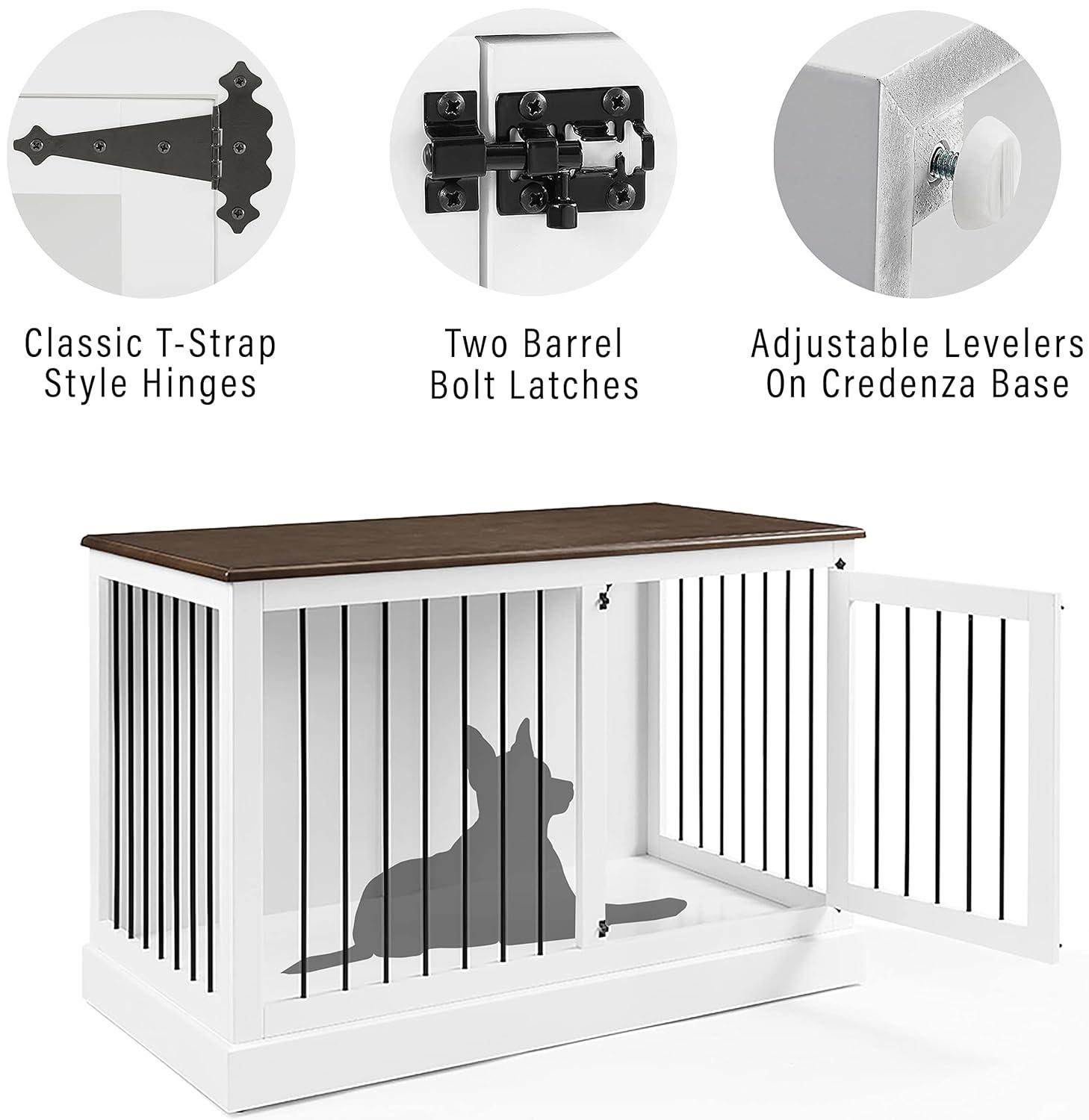 Winslow Small Credenza Dog Crate White/Dark Brown