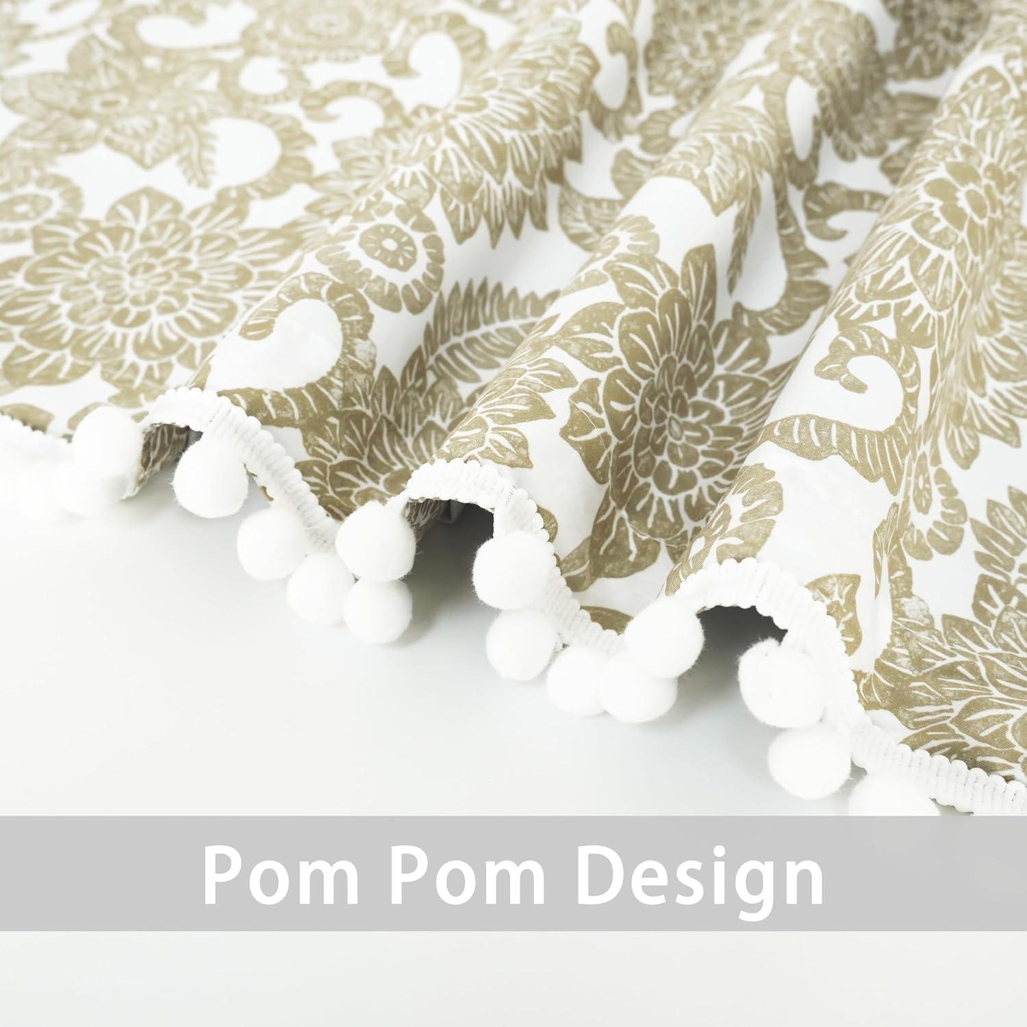 DriftAway Daisy Dahlia Blooming Flower/Floral Lined Thermal Insulated Energy Saving Window Curtain Valance for Living Room/Bedroom/Kitchen, 2 Layers, Rod Pocket, 52"x18"+2’’Header (Navy)