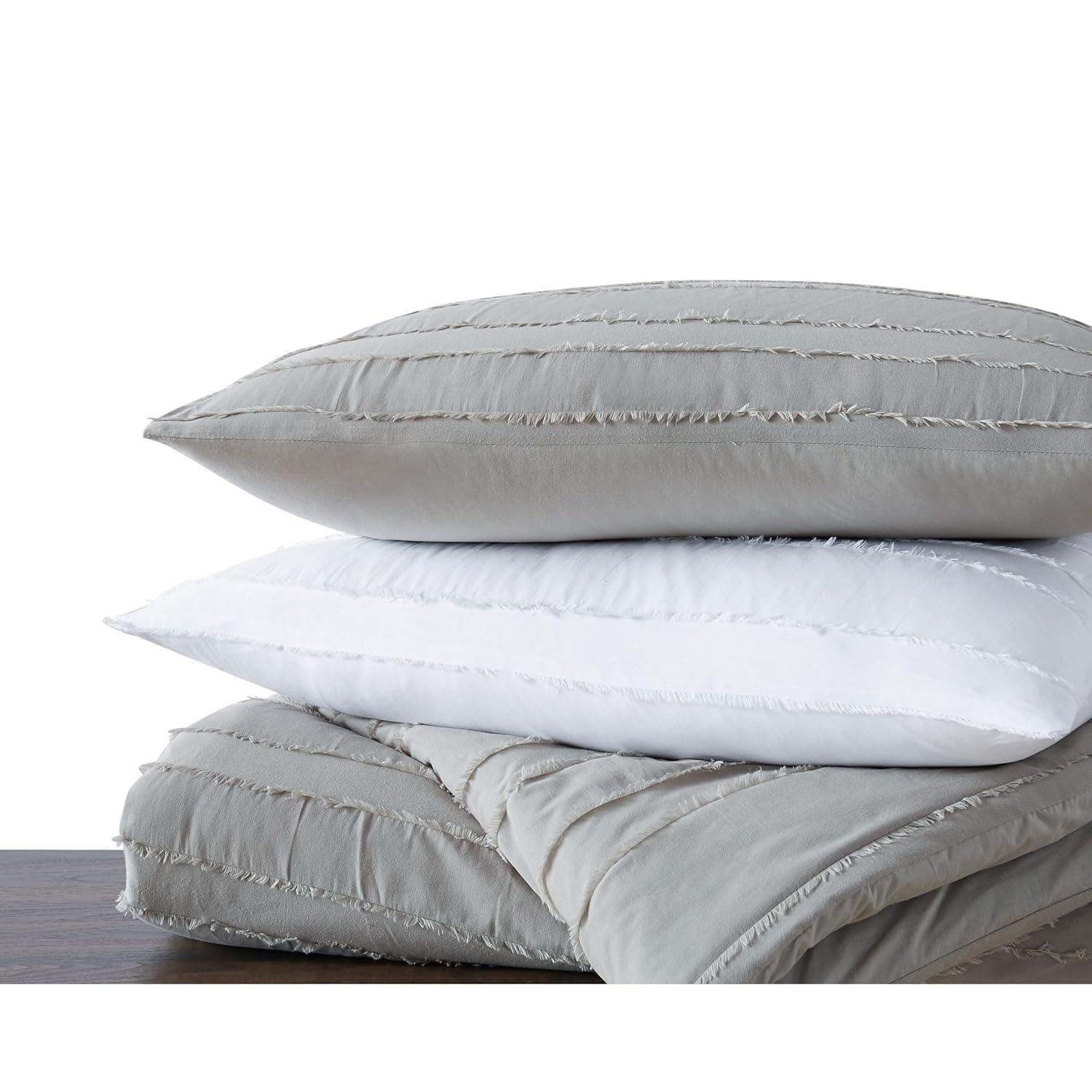 Carlisle White Cotton Full/Queen Duvet Cover Set