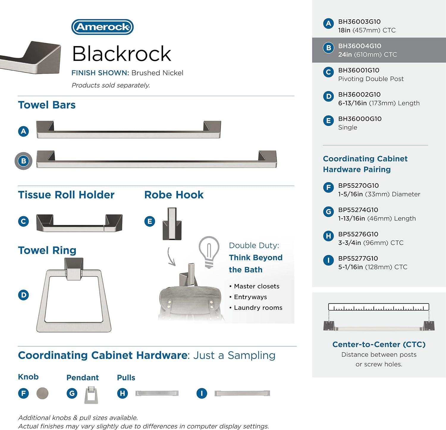 Amerock Blackrock Brushed Nickel 24 inch (610mm) Towel Bar