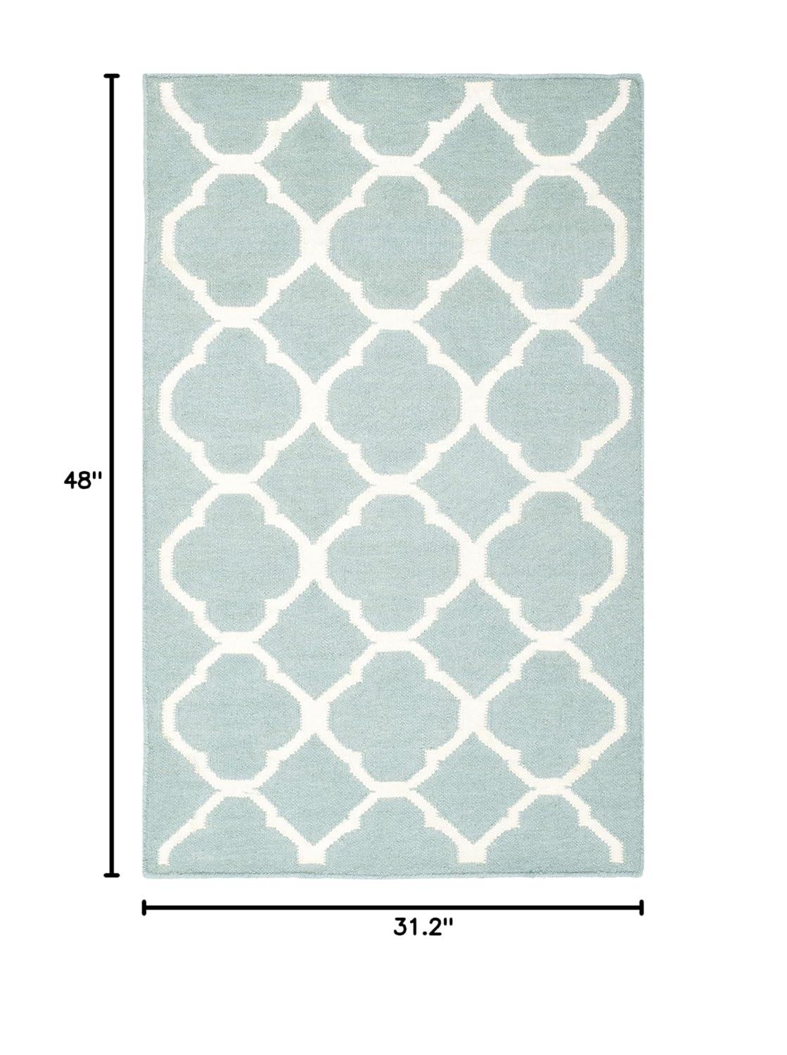 Dhurries DHU627 Hand Woven Accent Rug - Blue/Ivory - 2'6"x4' - Safavieh.