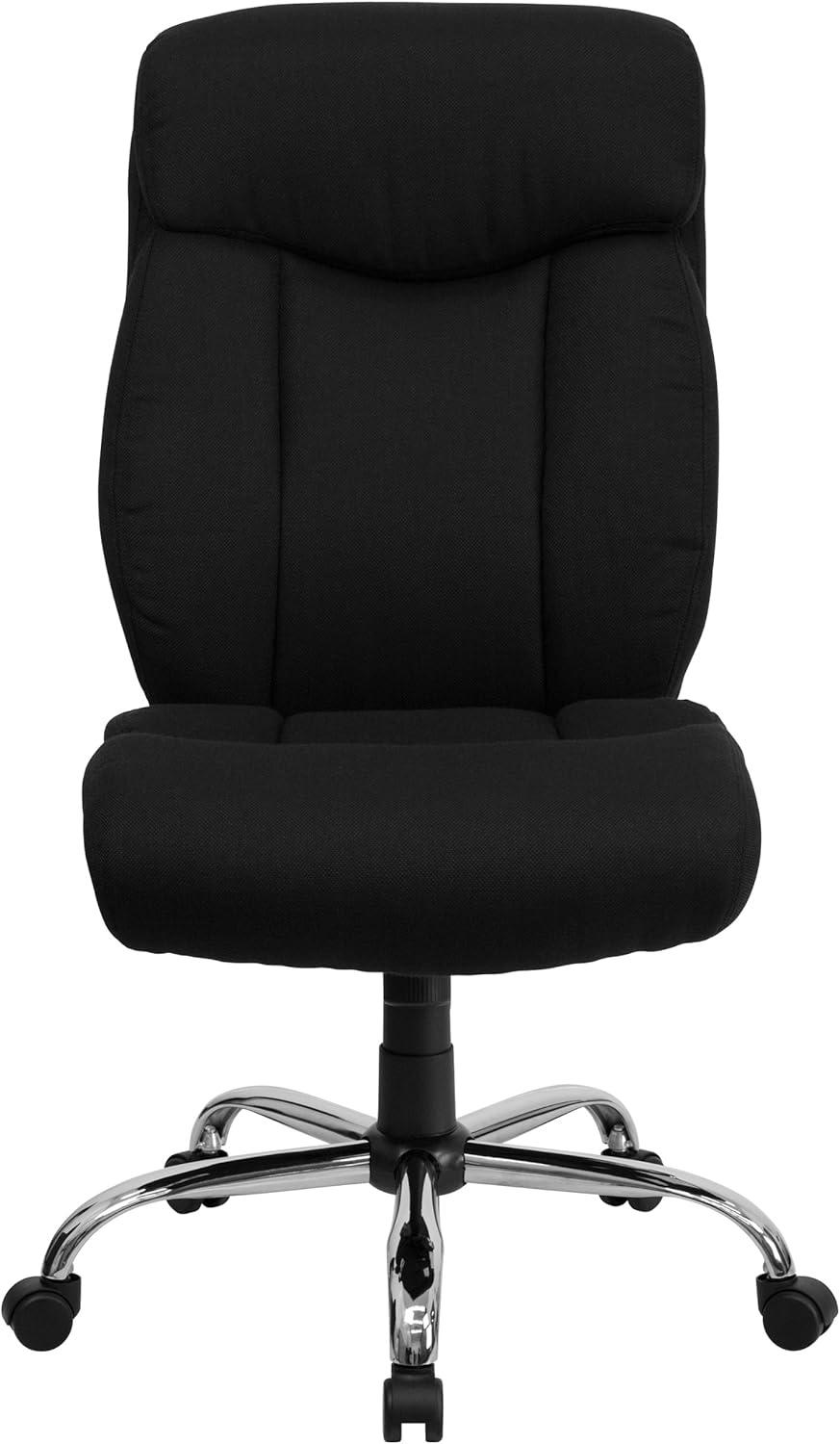 Flash Furniture HERCULES Series Big & Tall 400 lb. Rated Black Fabric Executive Ergonomic Office Chair and Chrome Base