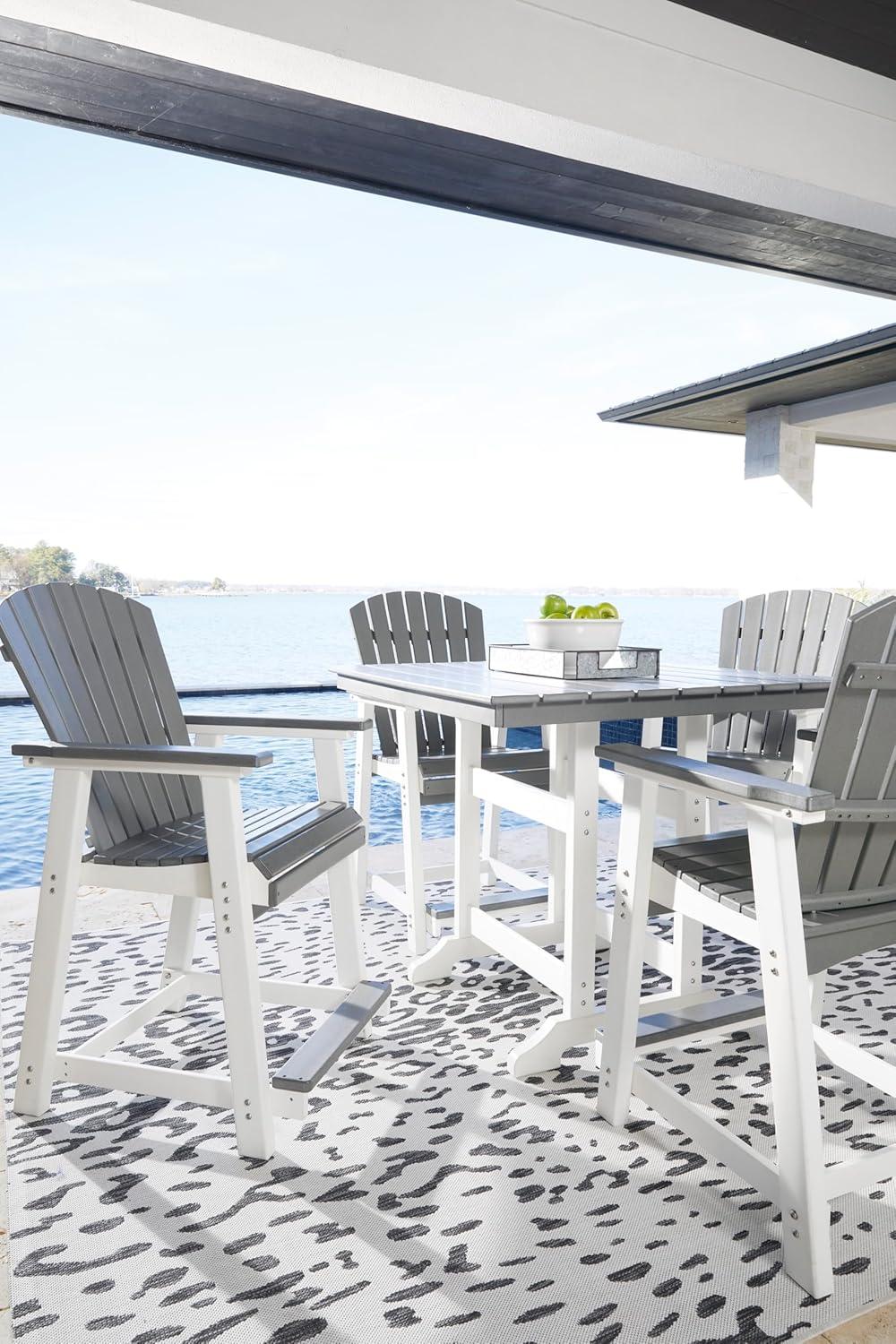 Ashley Furniture Transville Outdoor Plastic Dining Table in Gray and White