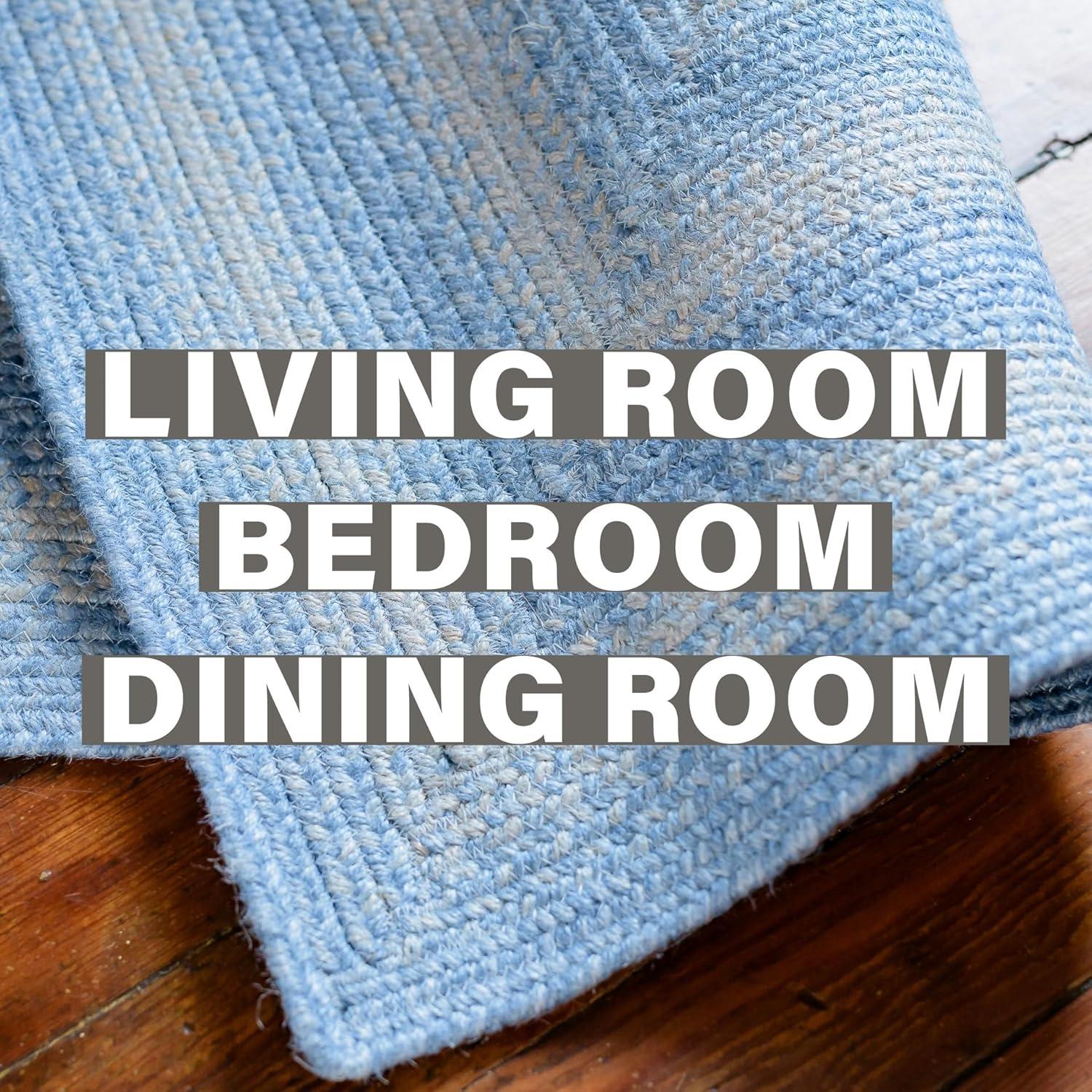Homespice Sky Blue 5x8 Braided Rug for Coastal Country Decor - Perfect Rustic Area Rugs for Living Room with Coastal Country Charm, Braided Jute Rug