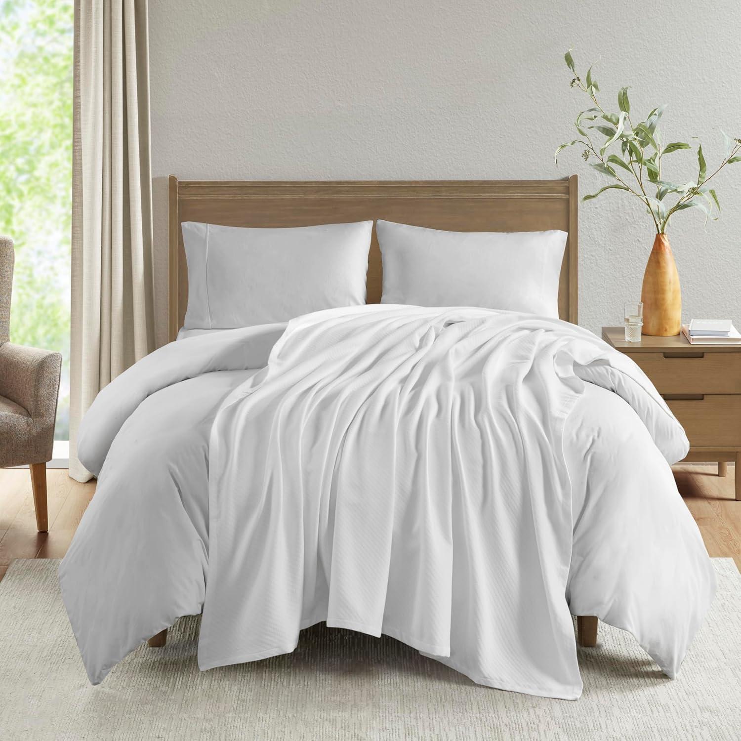 Madison Park Bed Blanket Liquid Cotton Twin White: Lightweight, Year-Round Comfort, OEKO-TEX Certified