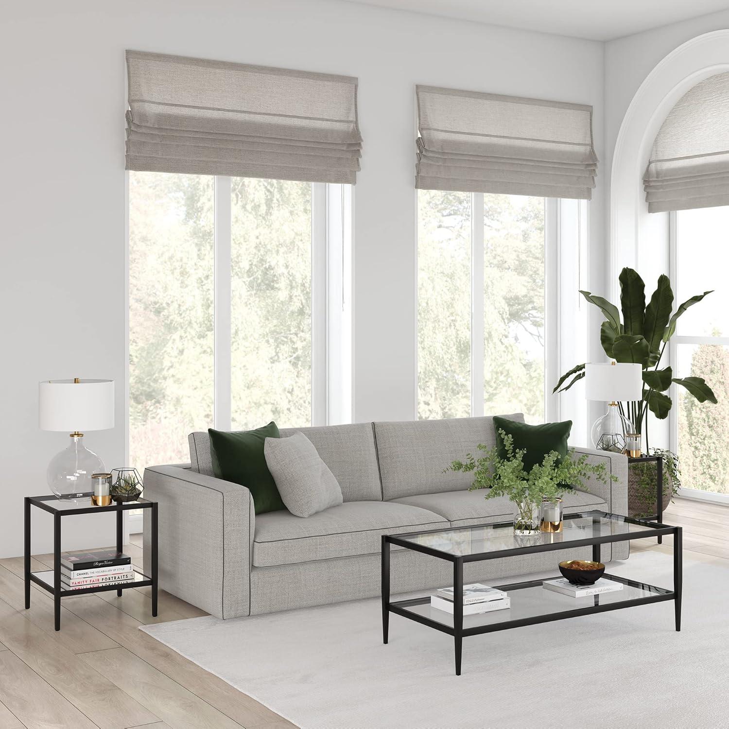 Modern Rectangle Coffee Table in Brass and Gold with Mirrored Shelf - Henn&Hart